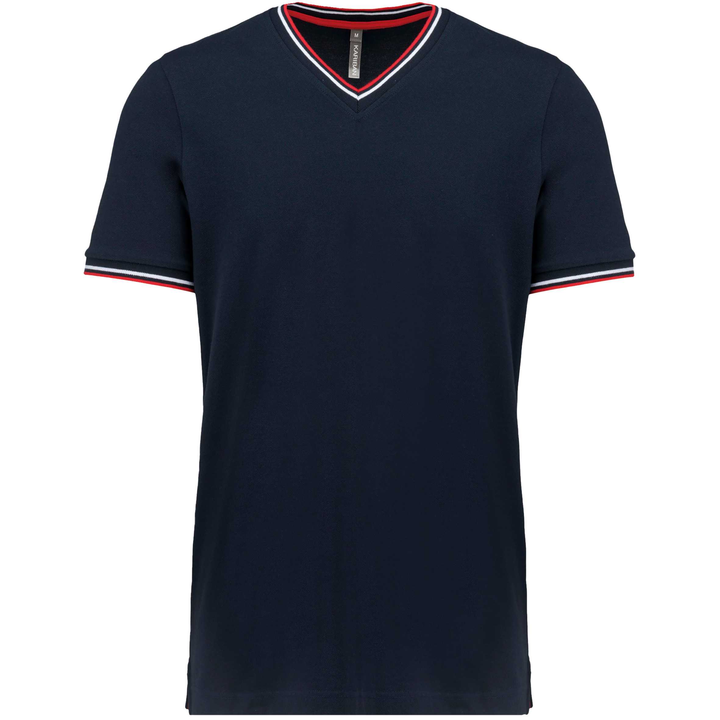 Camiseta de punto piqué con cuello de pico de hombre Navy / Red / White