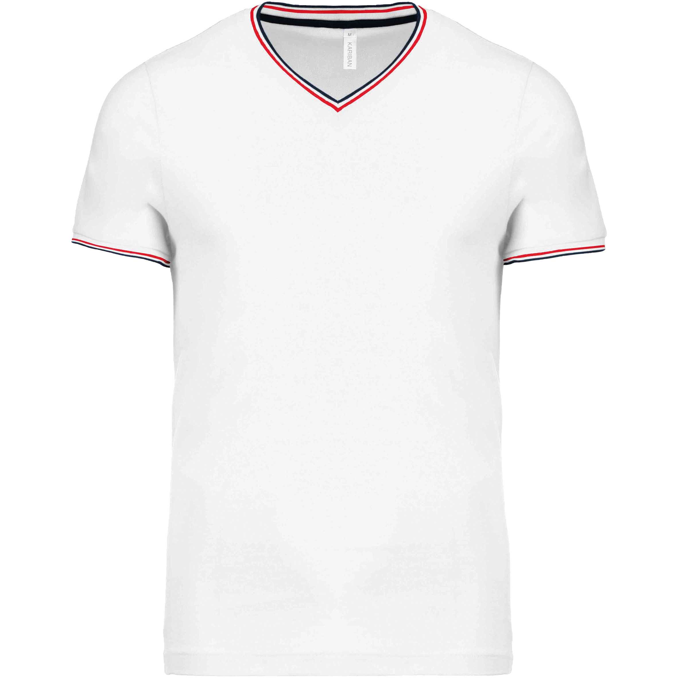 Camiseta de punto piqué con cuello de pico de hombre White / Navy / Red