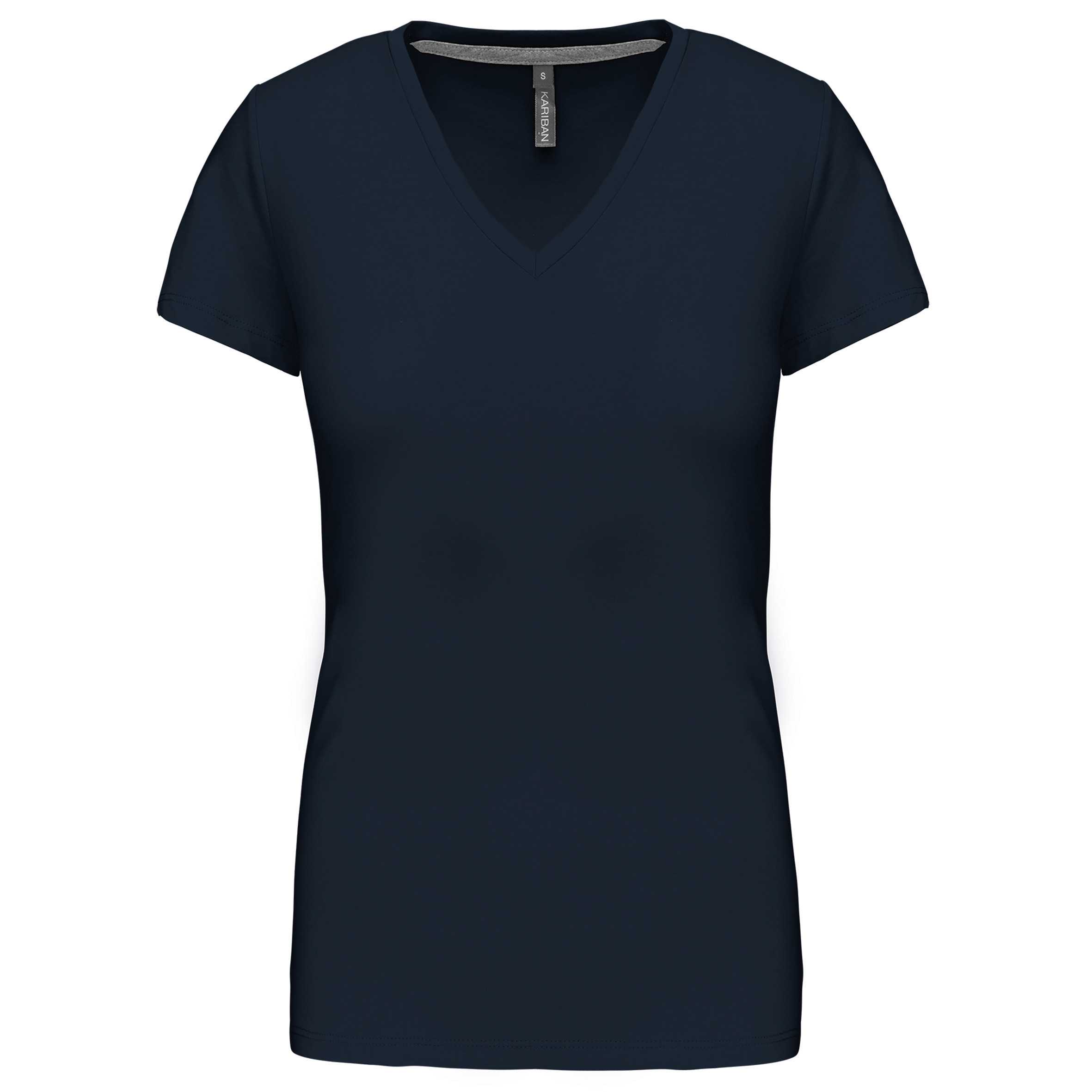Camiseta de manga cota y cuello de pico mujer Navy