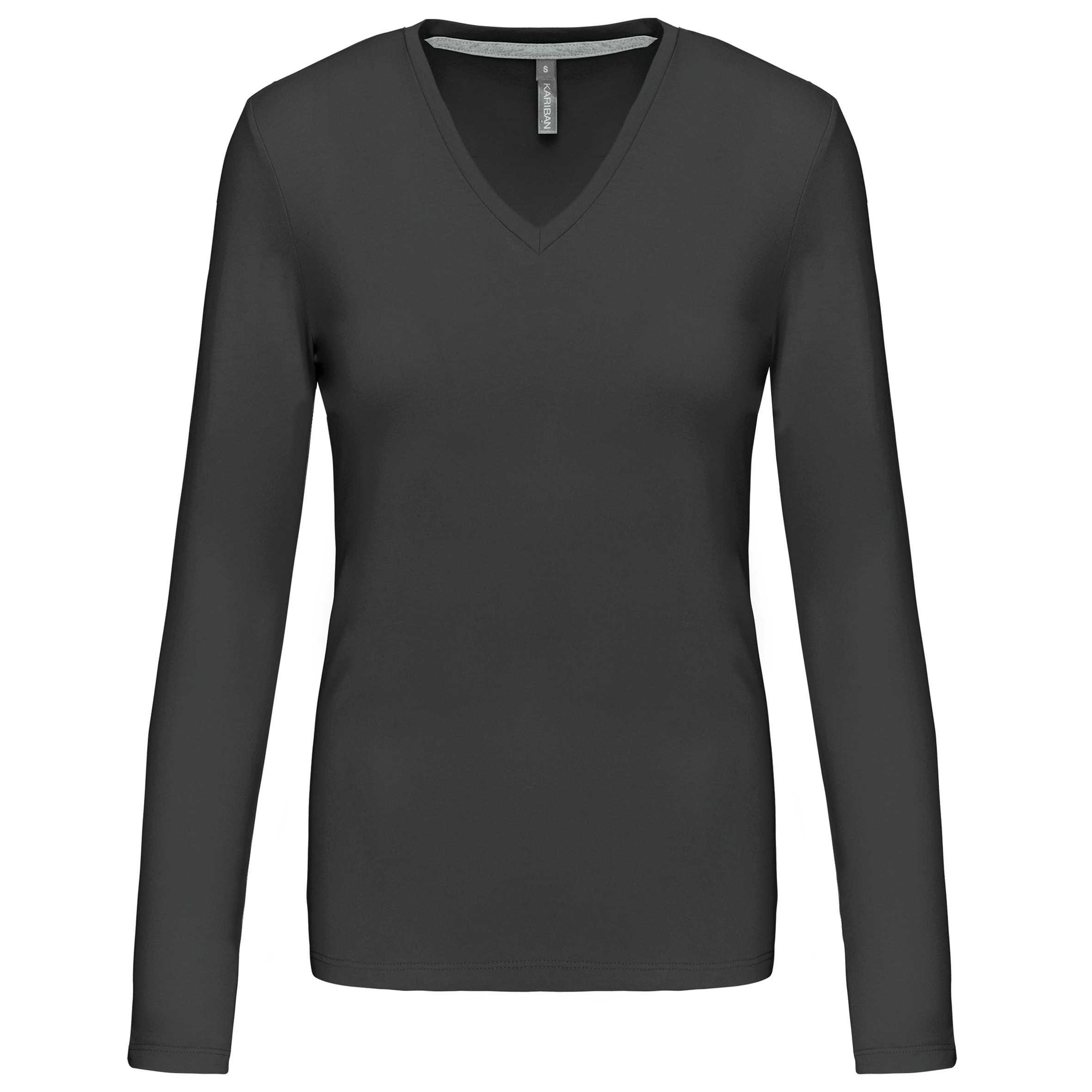 Camiseta de manga larga y cuello de pico mujer Dark Grey