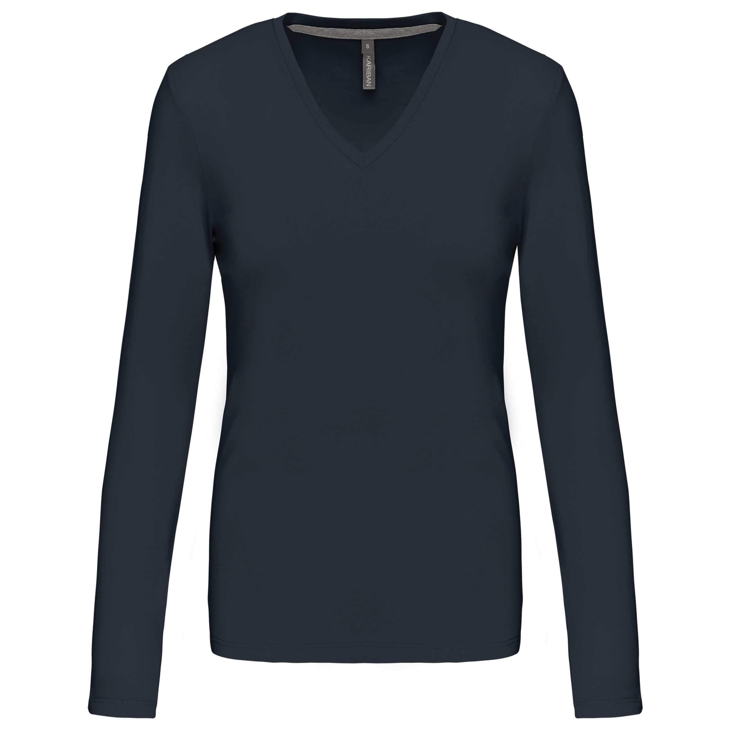 Camiseta de manga larga y cuello de pico mujer Navy