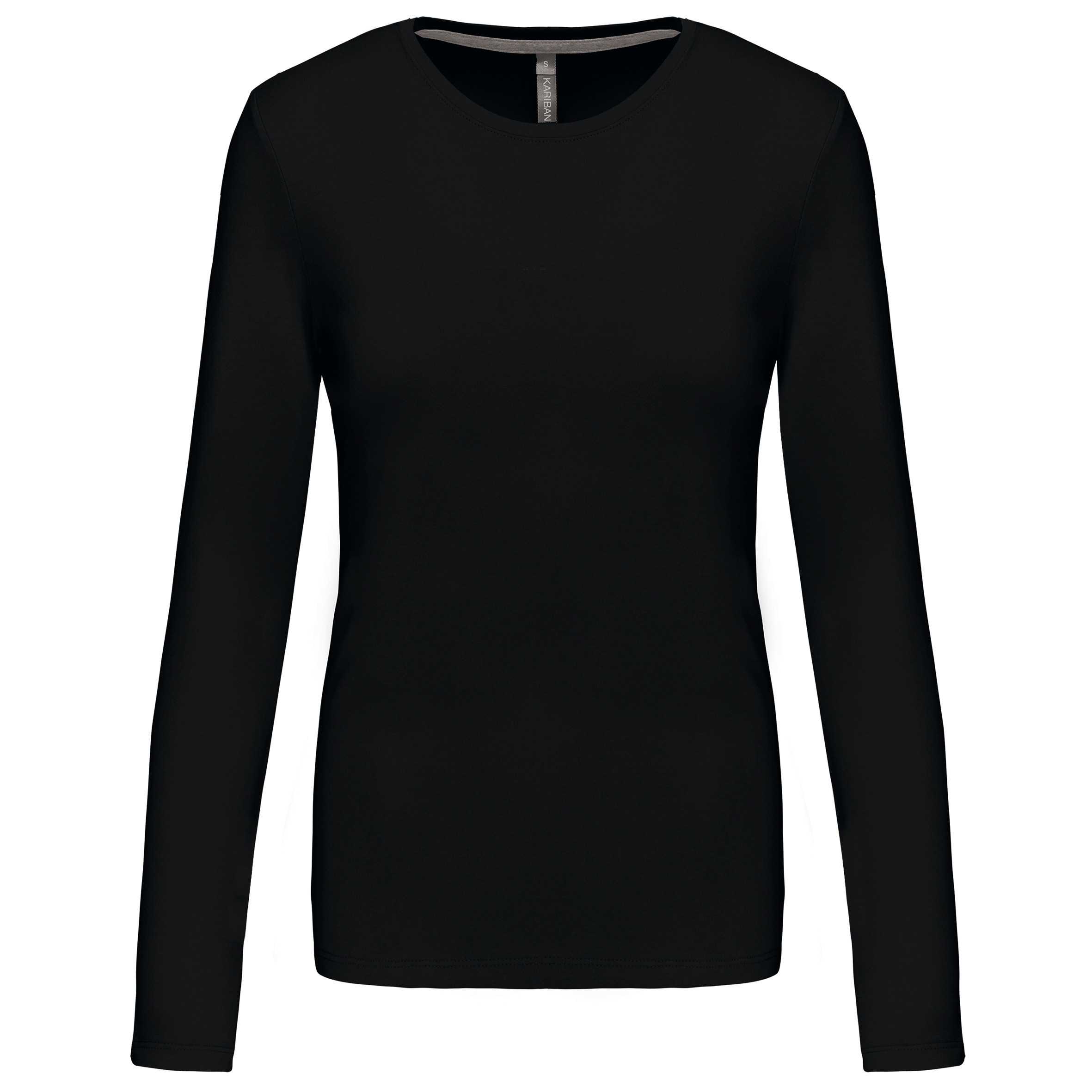 Camiseta de manga larga y cuello redondo de mujer Black