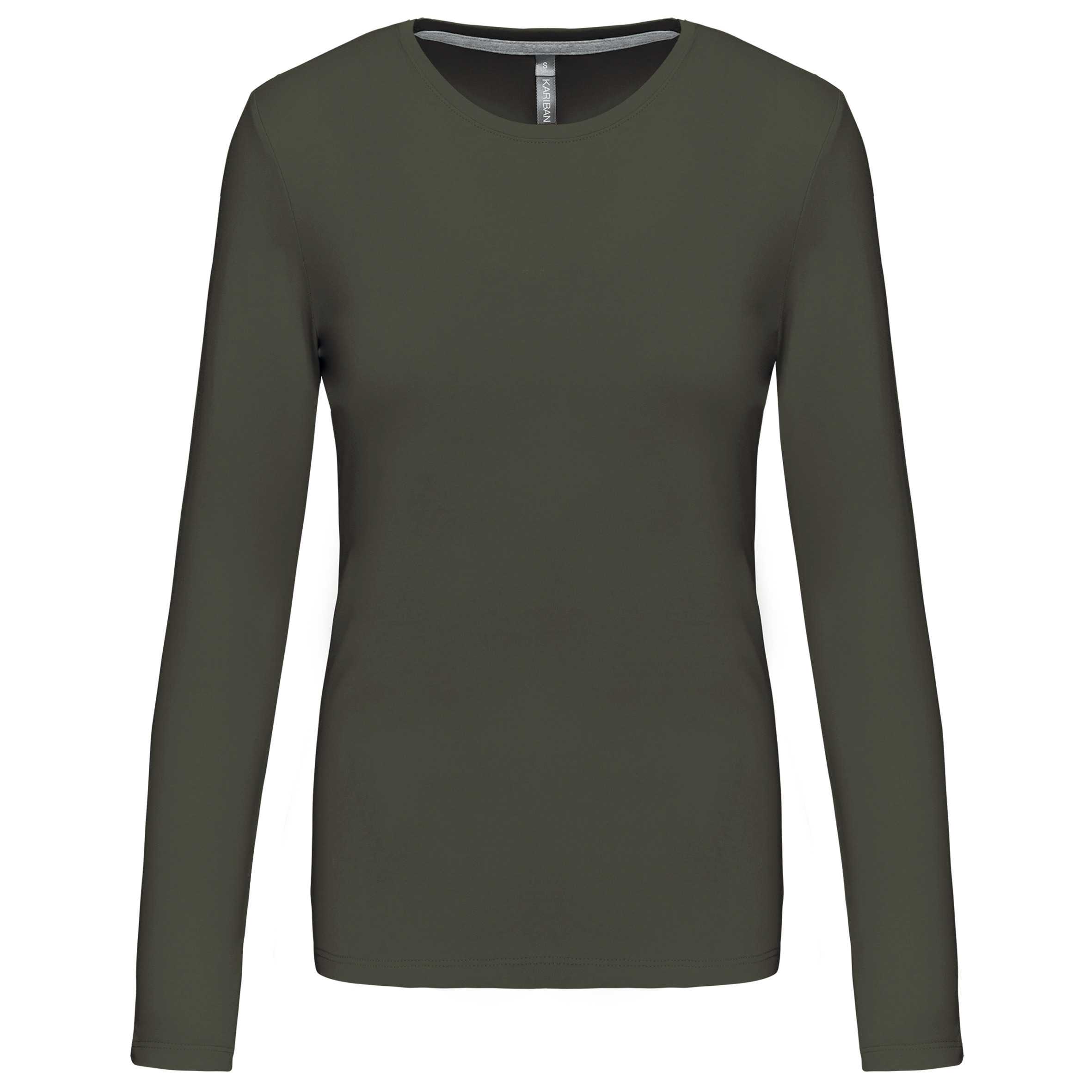 Camiseta de manga larga y cuello redondo de mujer Dark Khaki