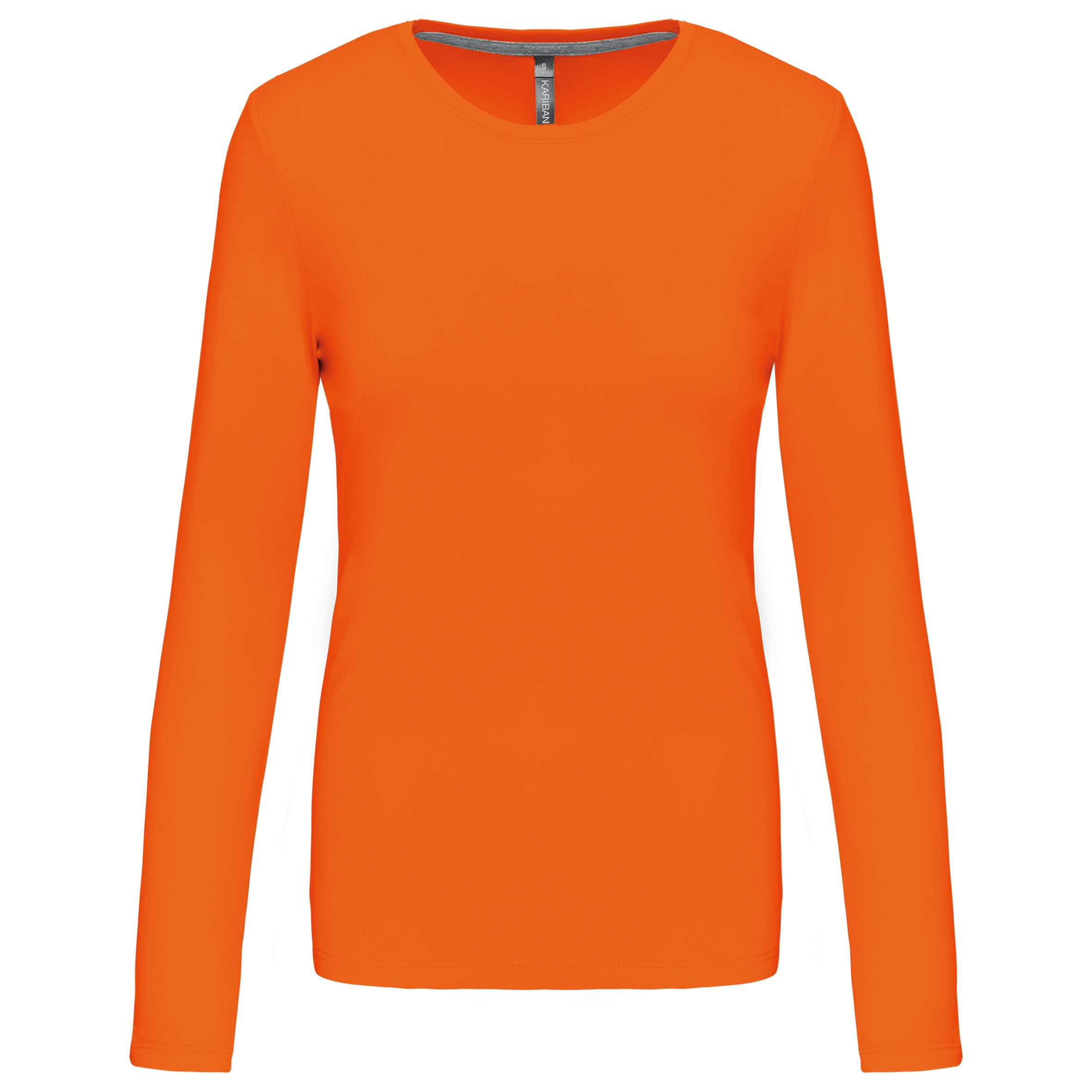 Camiseta de manga larga y cuello redondo de mujer Orange