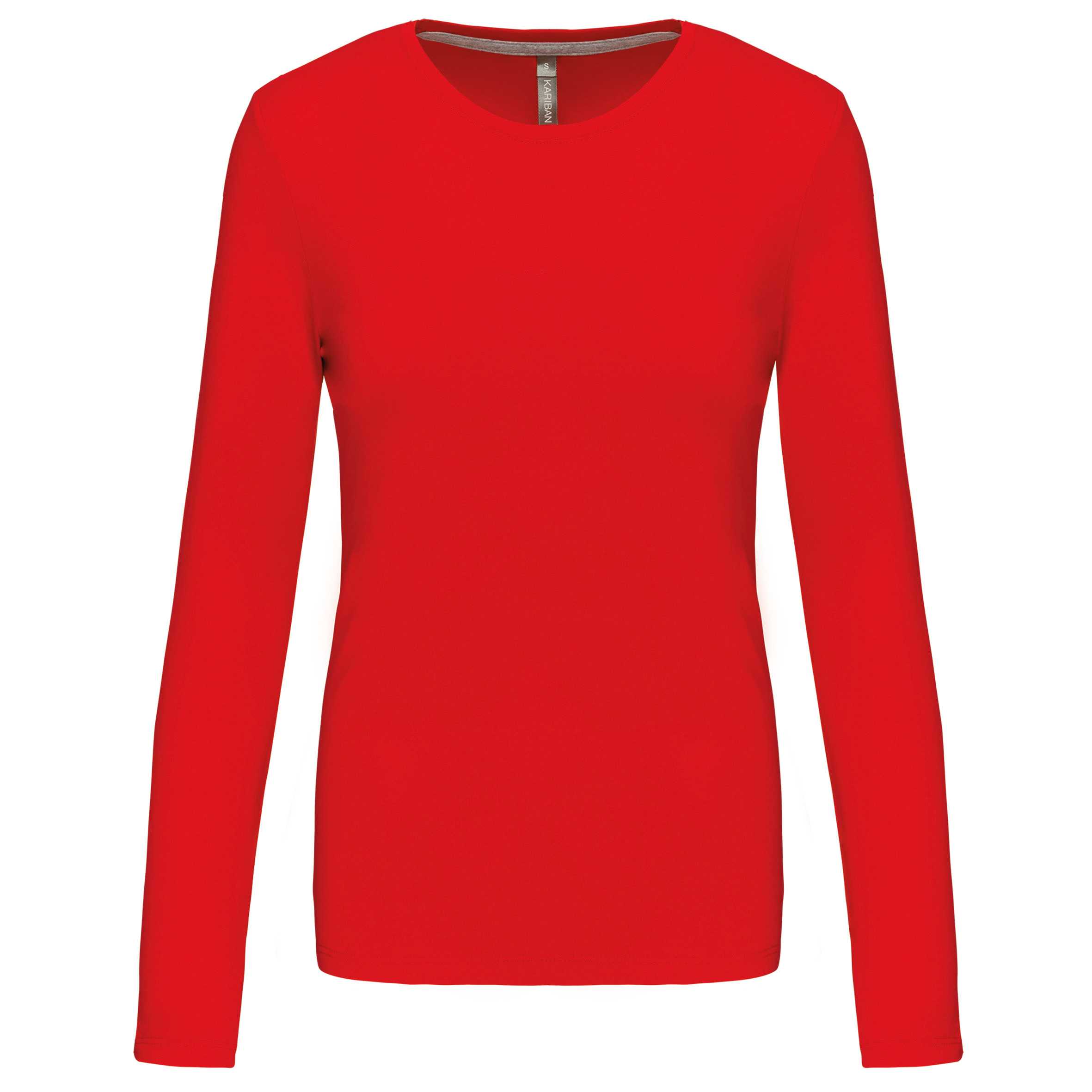 Camiseta de manga larga y cuello redondo de mujer Red