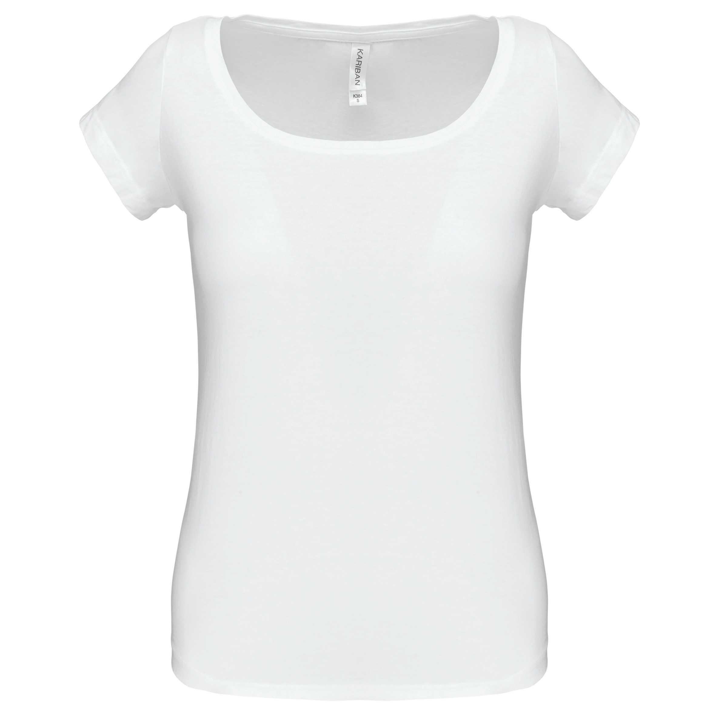 Camiseta manga corta cuello barco mujer White