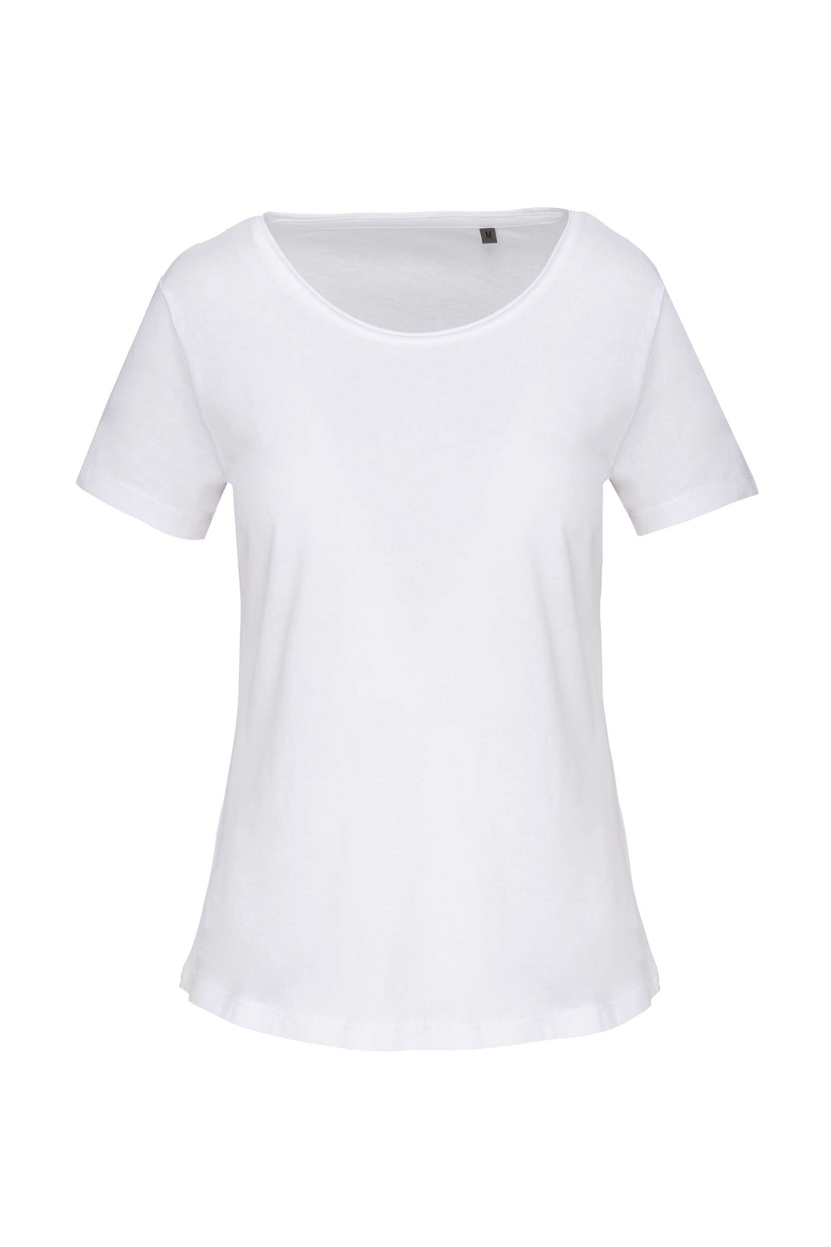 Camiseta orgánica con cuello sin costuras y manga corta mujer White
