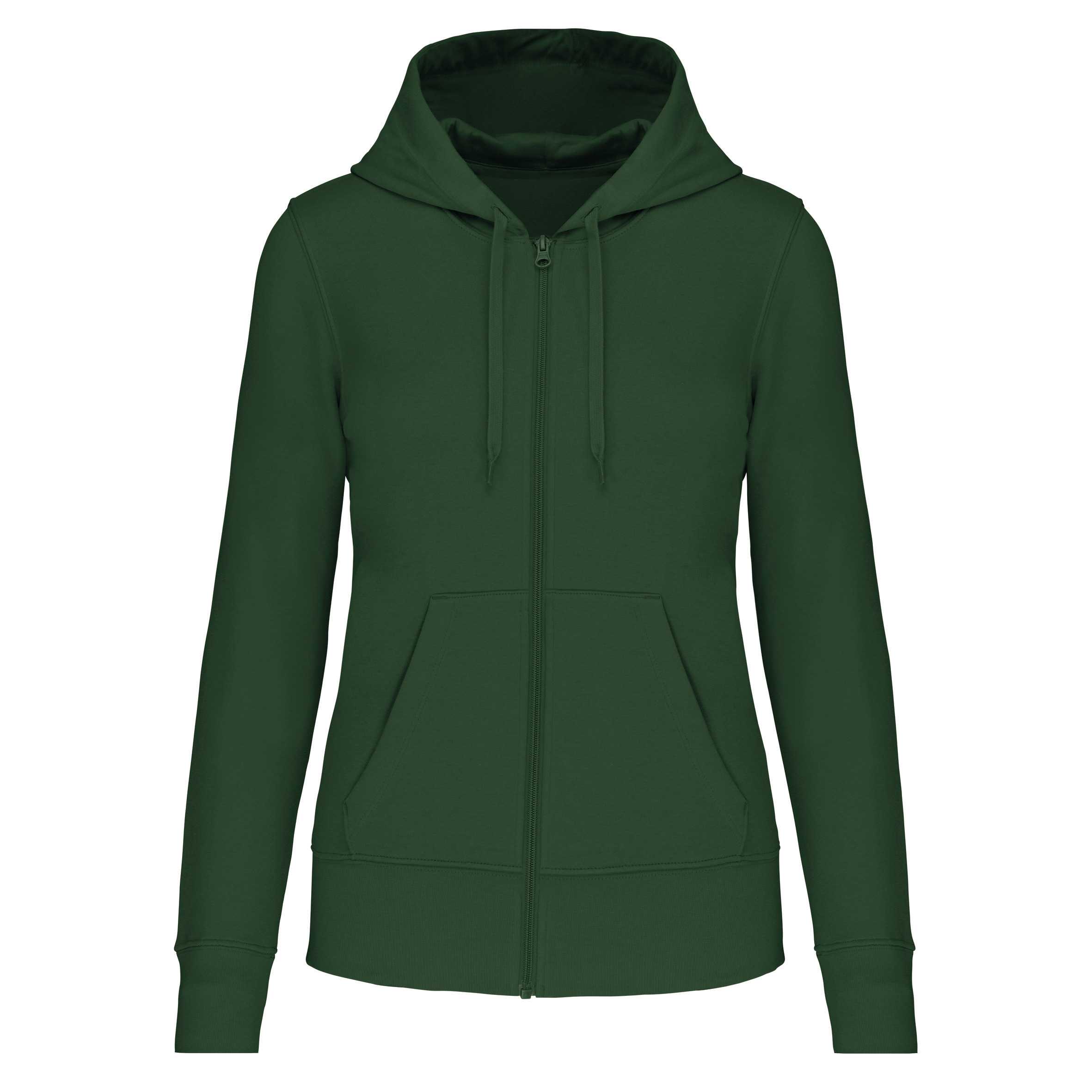 Sudadera con capucha y cremallera ecorresponsable mujer Forest Green