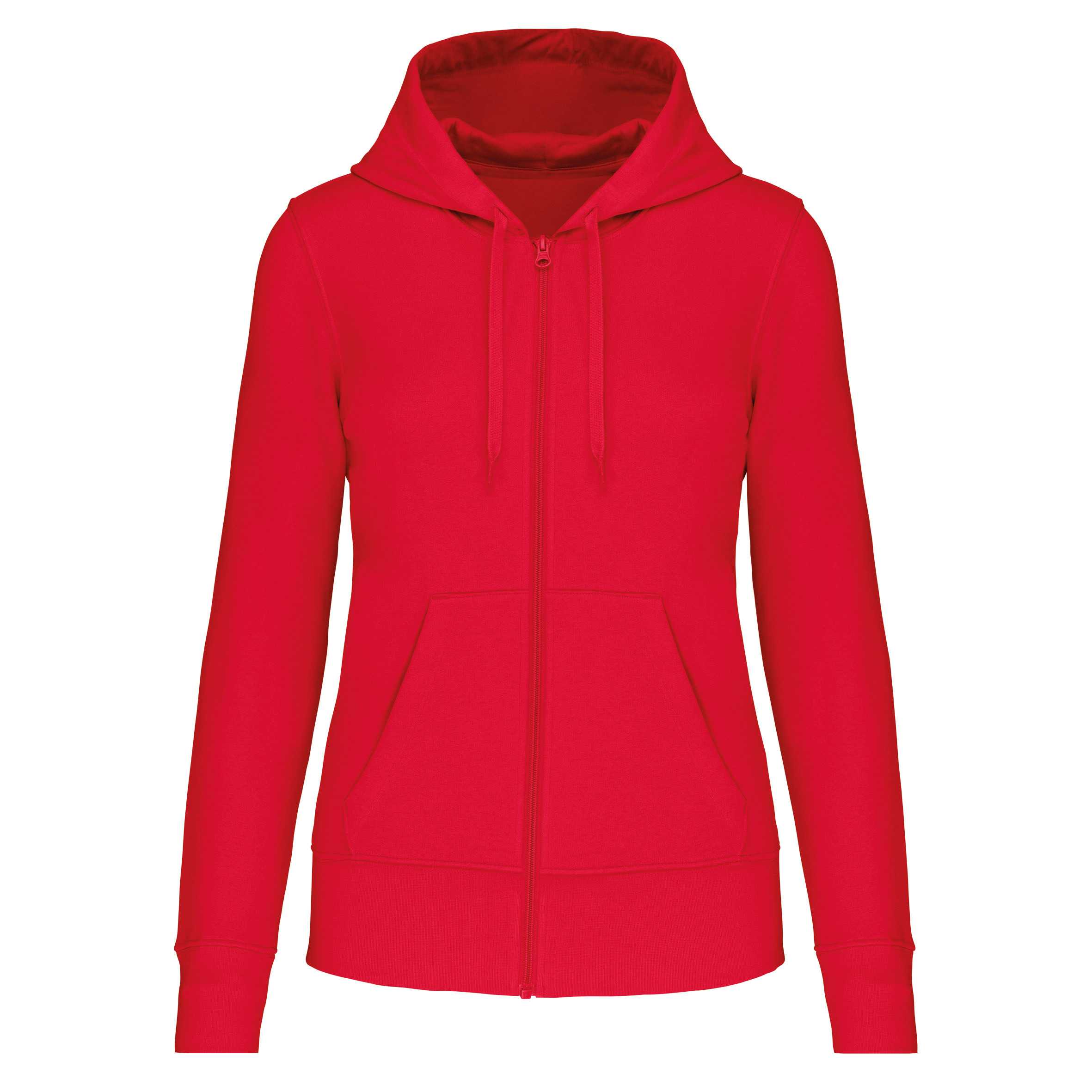 Sudadera con capucha y cremallera ecorresponsable mujer Red