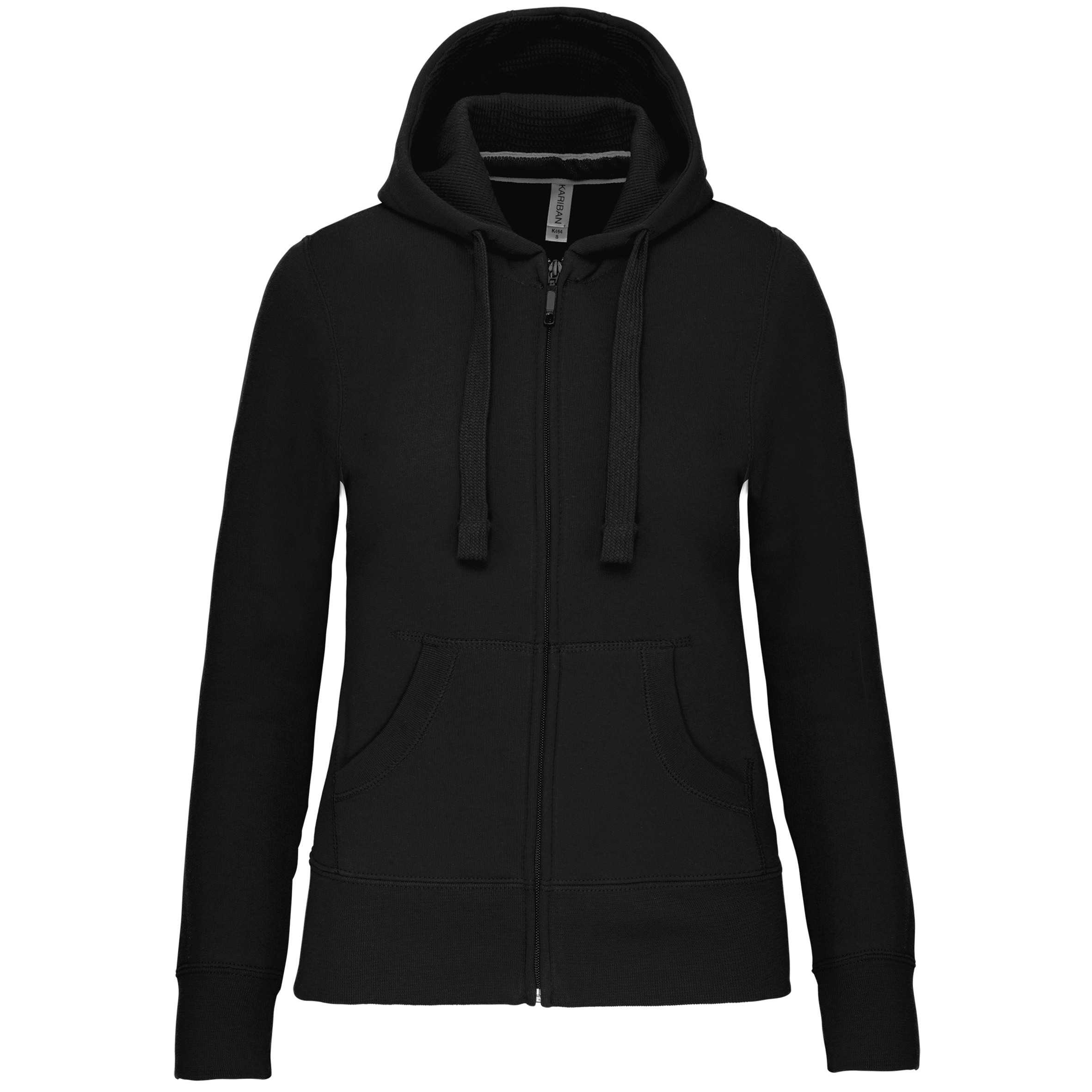 Sudadera con capucha y cremallera de mujer Black