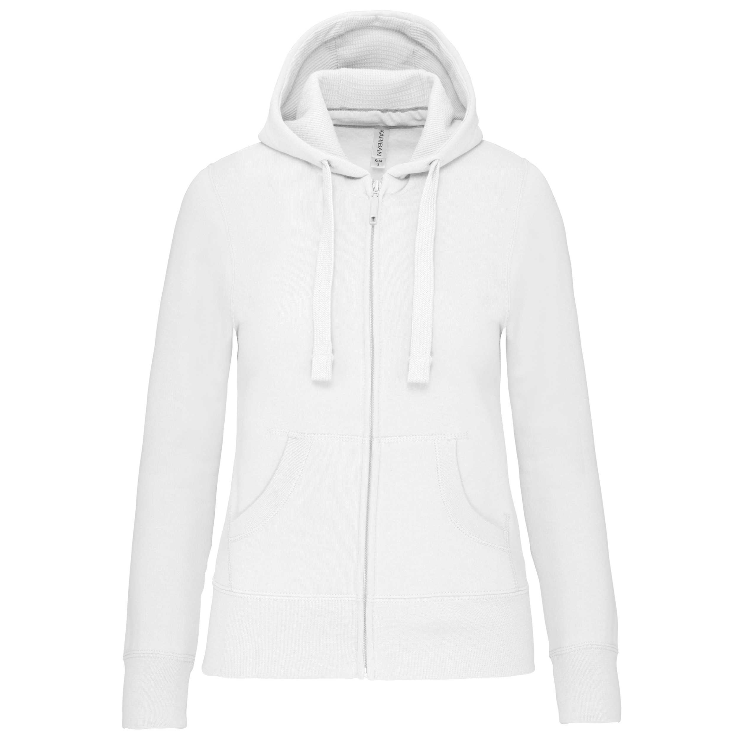 Sudadera con capucha y cremallera de mujer White