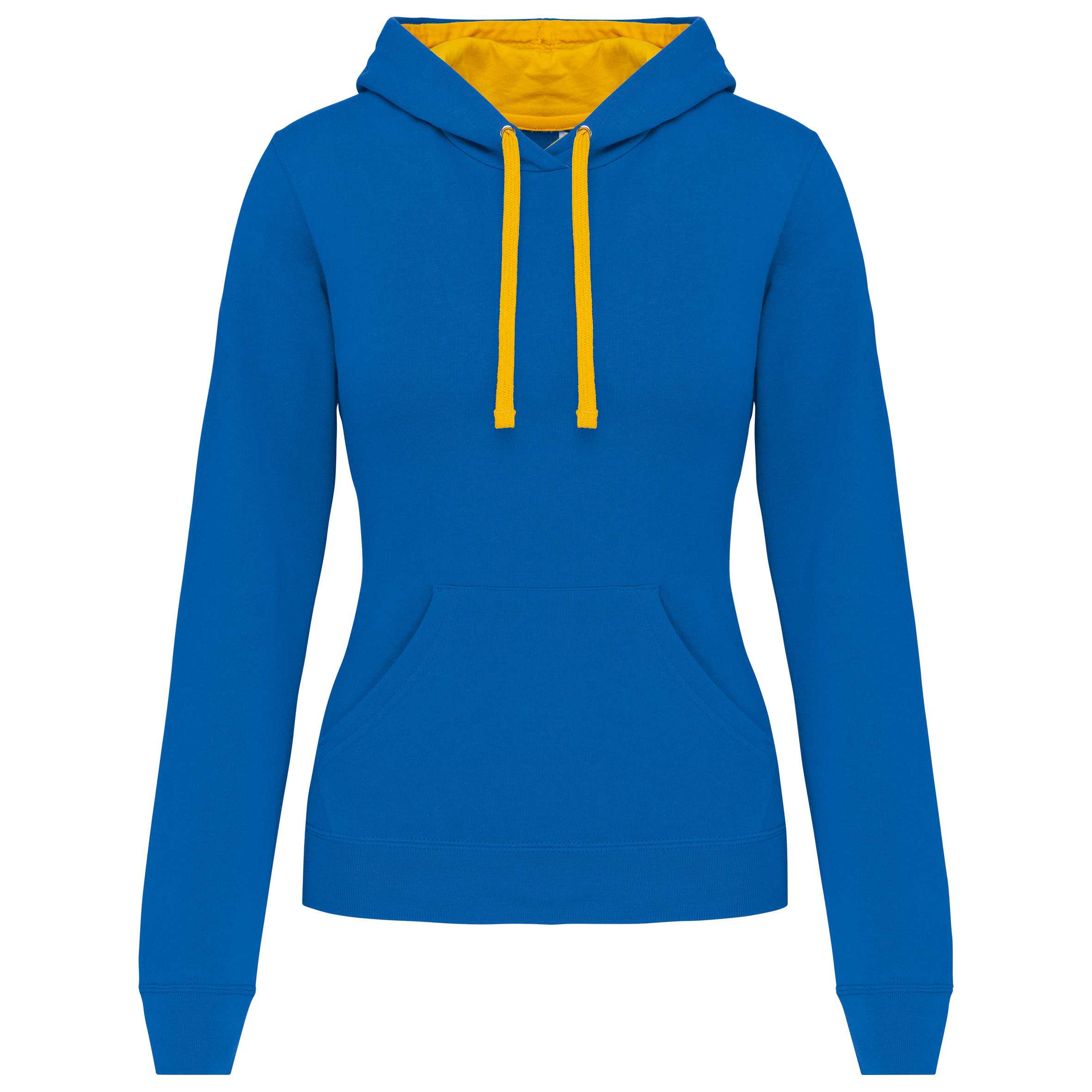 Sudadera capucha contrastada mujer Light Royal Blue / Yellow