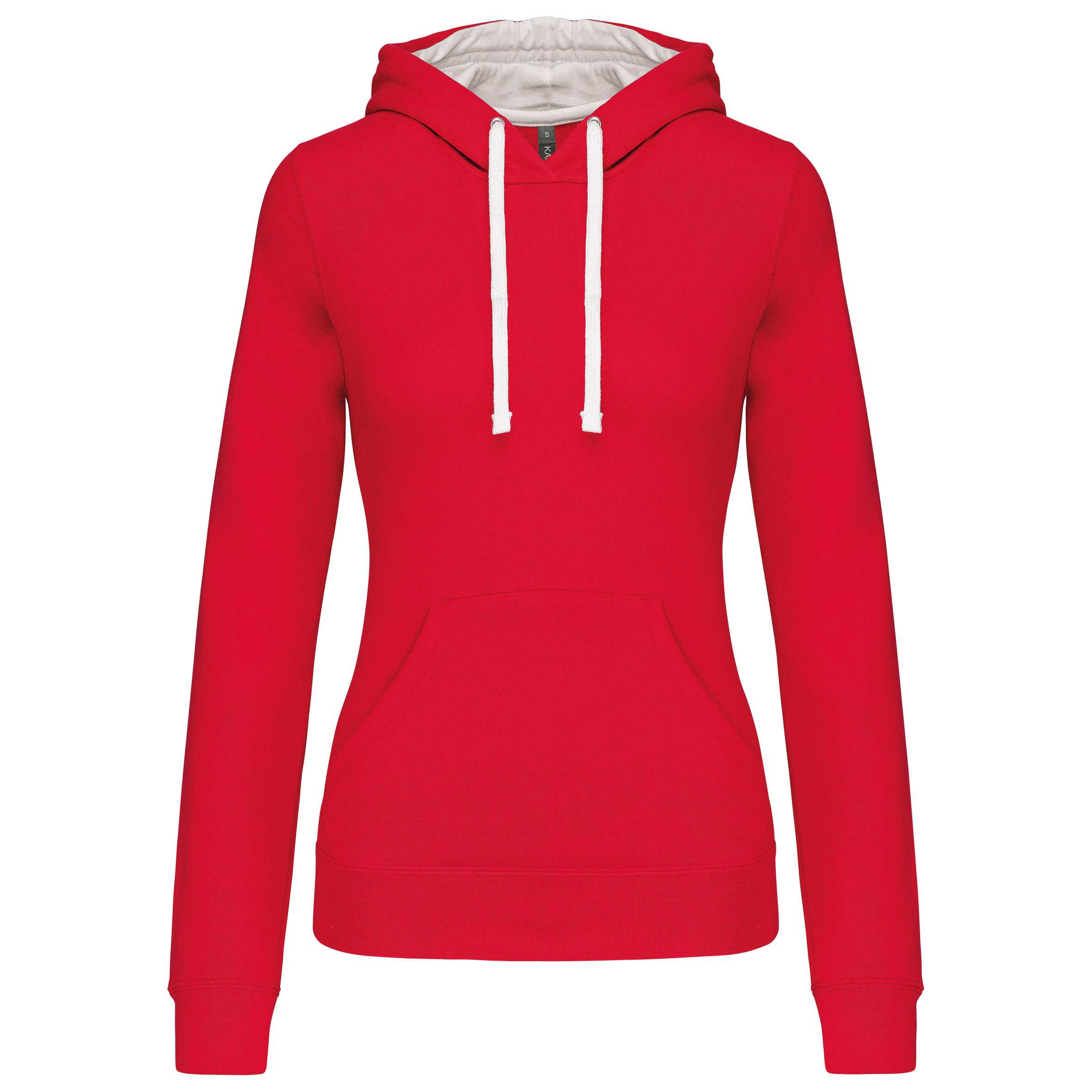 Sudadera capucha contrastada mujer Red / White