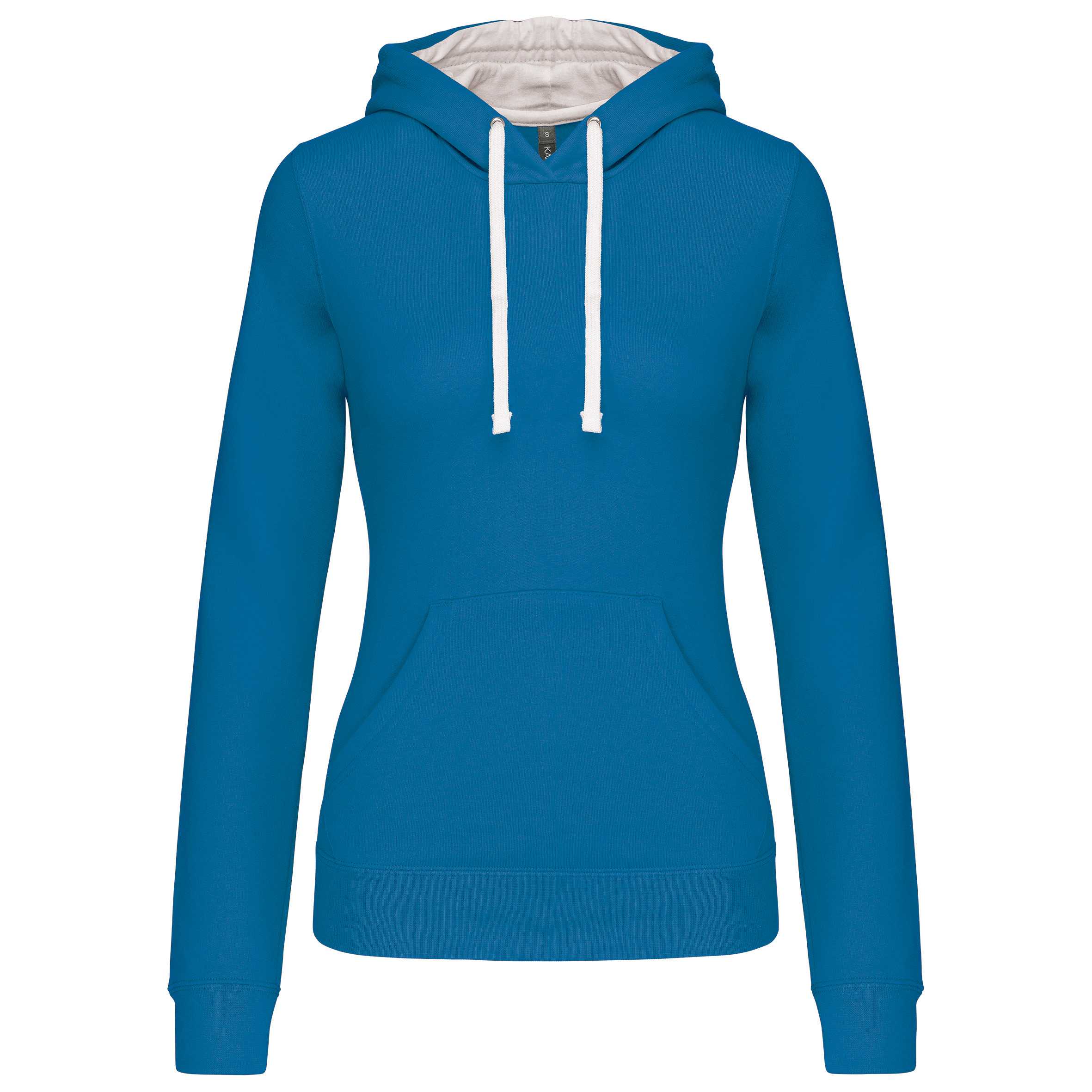 Sudadera capucha contrastada mujer Tropical Blue / White