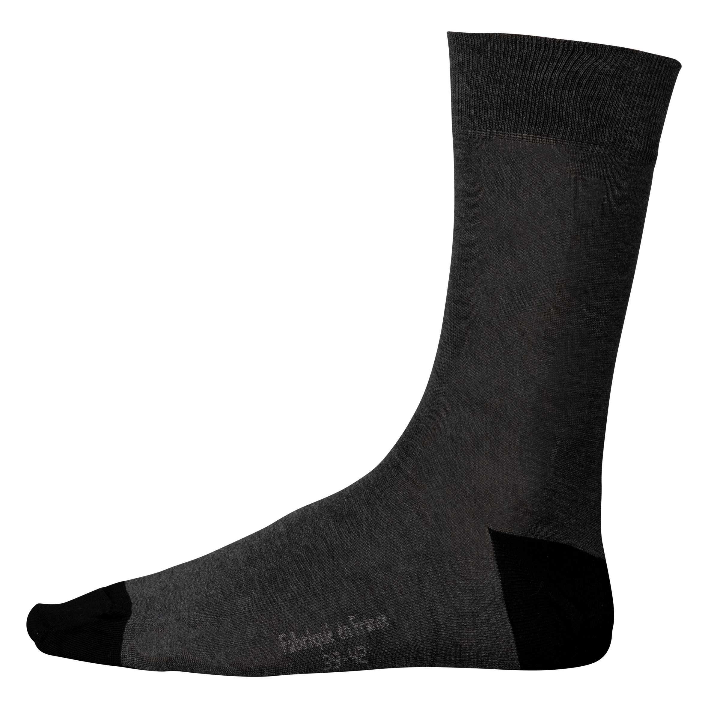Calcetines de vestir algodón organicó mercerizado "Origine France garantie" Dark Grey Heather / Black