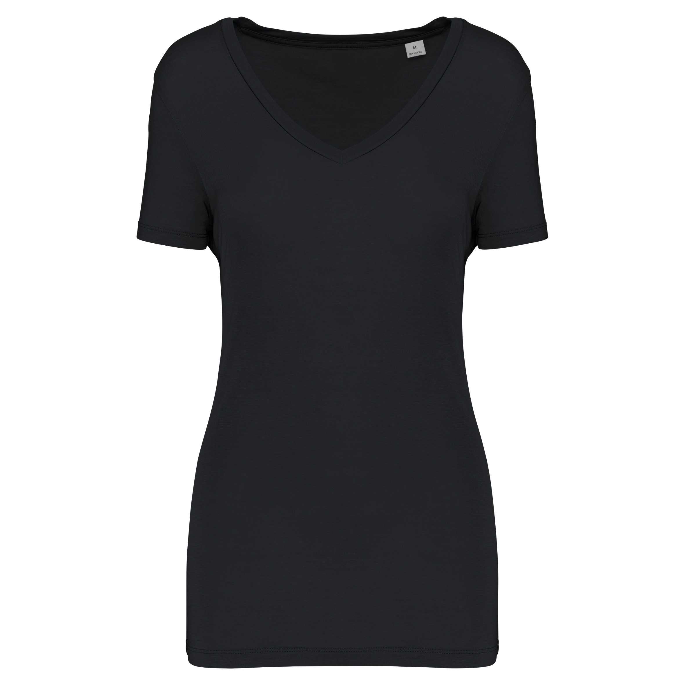 Camiseta lyocell Tencel™ cuello de pico manga corta - 145 g Black