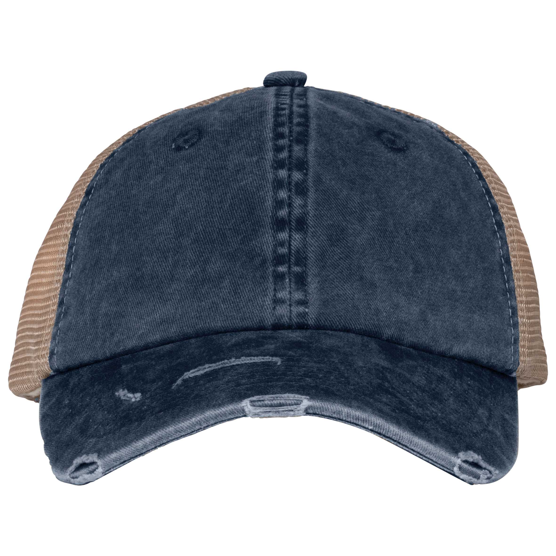 Gorra trucker ecorresponsable efecto desgastado unisex Washed Navy Blue / Beige