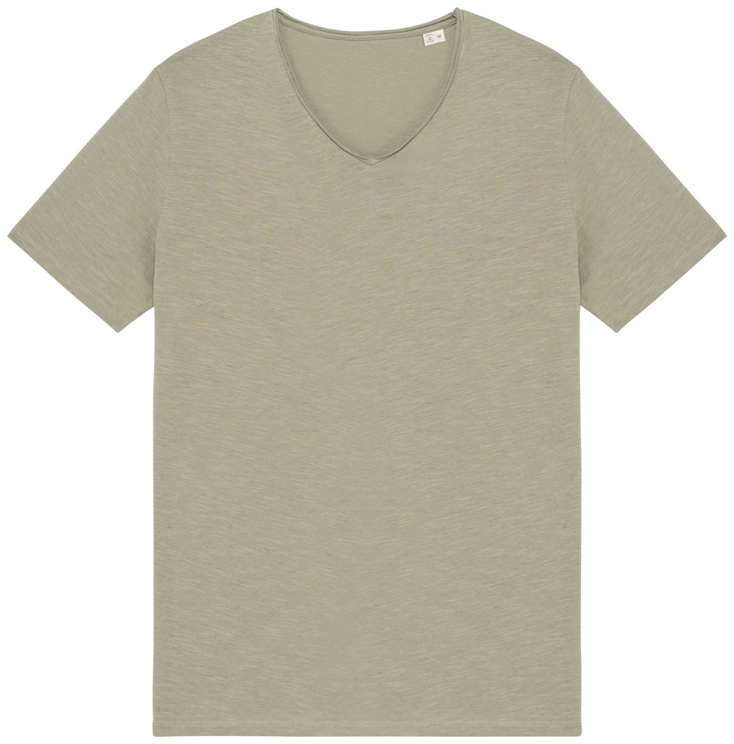 Camiseta ecorresponsable slub con bordes sin rematar hombre Almond Green