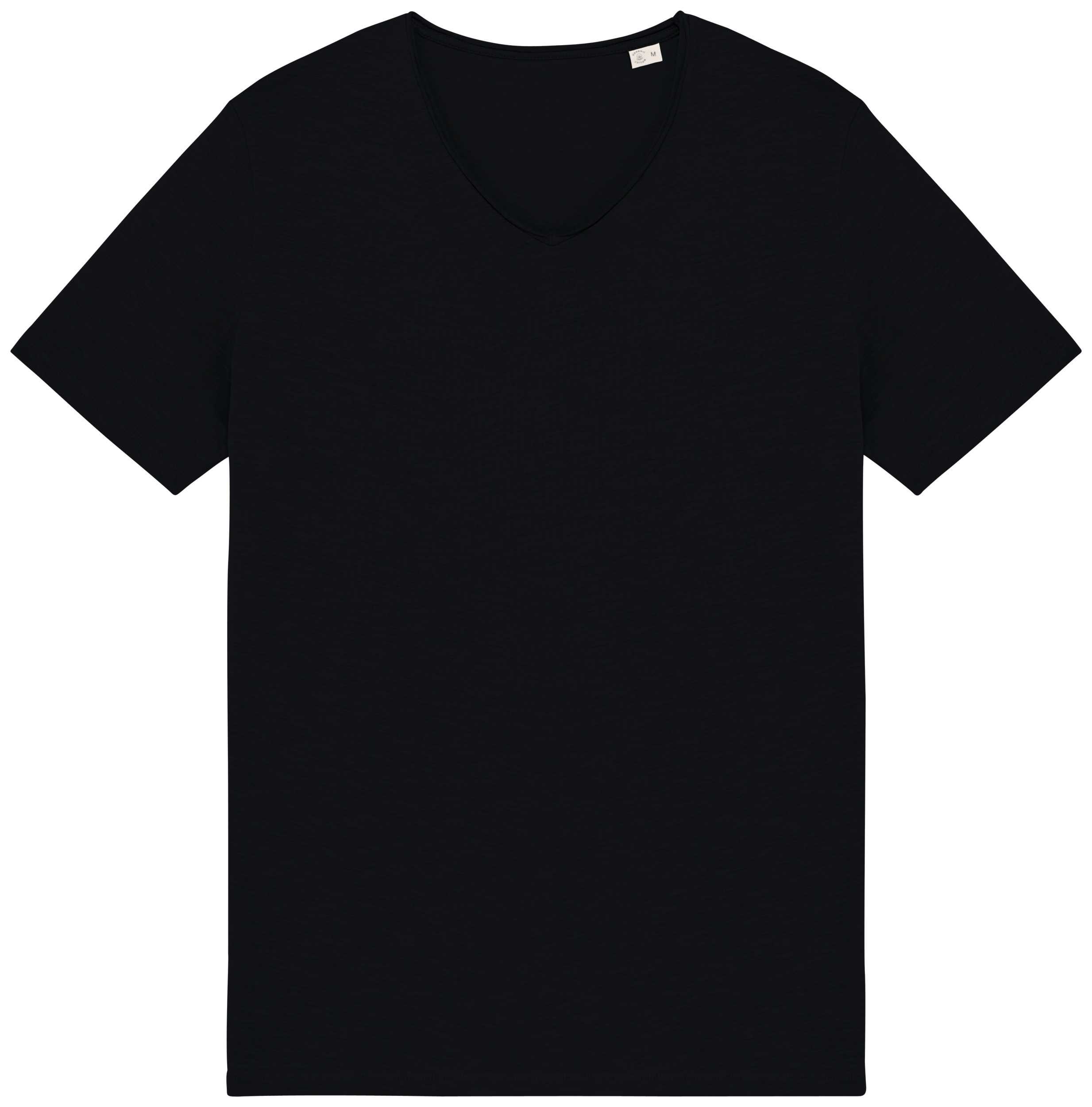 Camiseta ecorresponsable slub con bordes sin rematar hombre Black