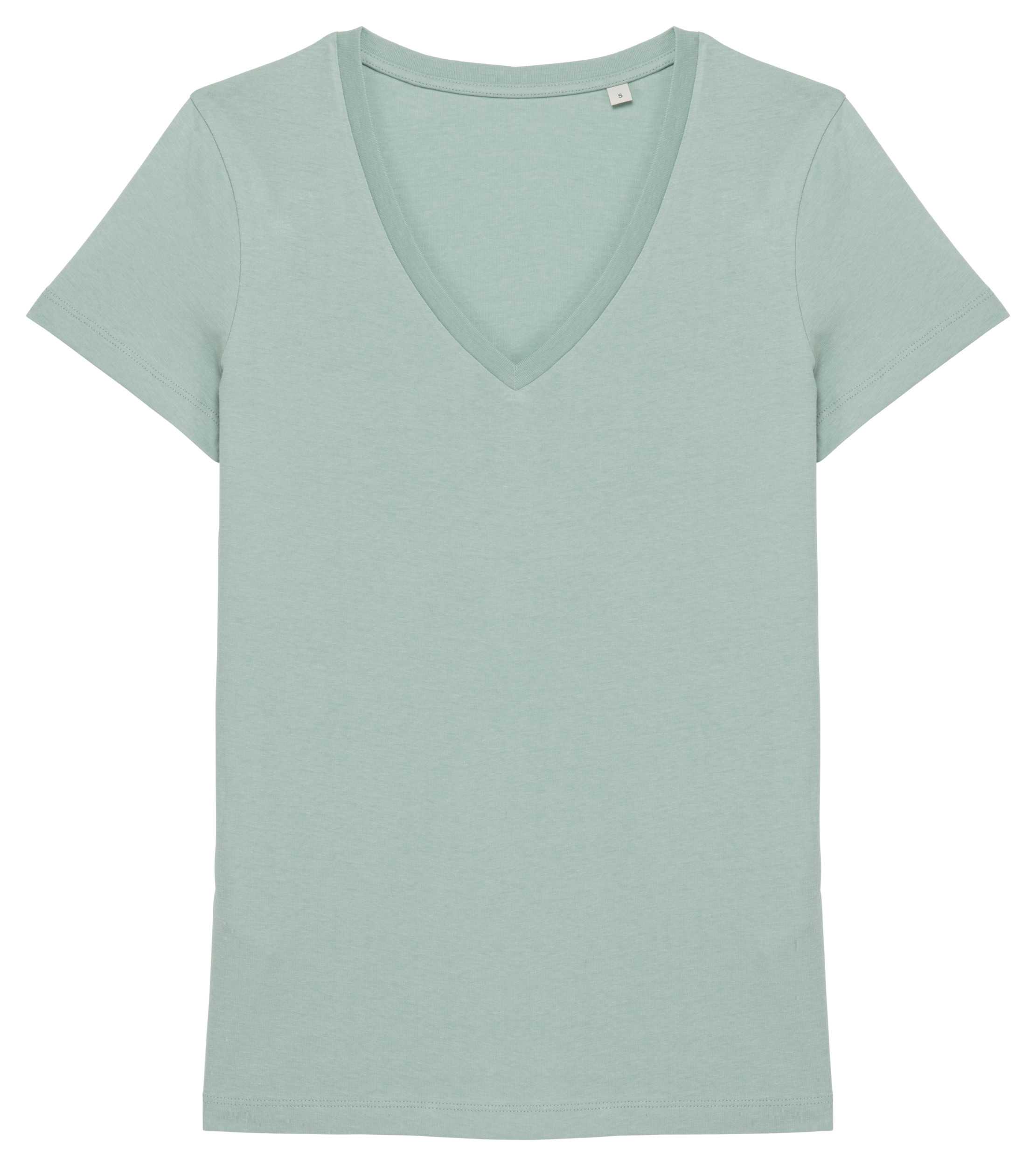Camiseta ecorresponsable cuello de pico mujer Jade Green