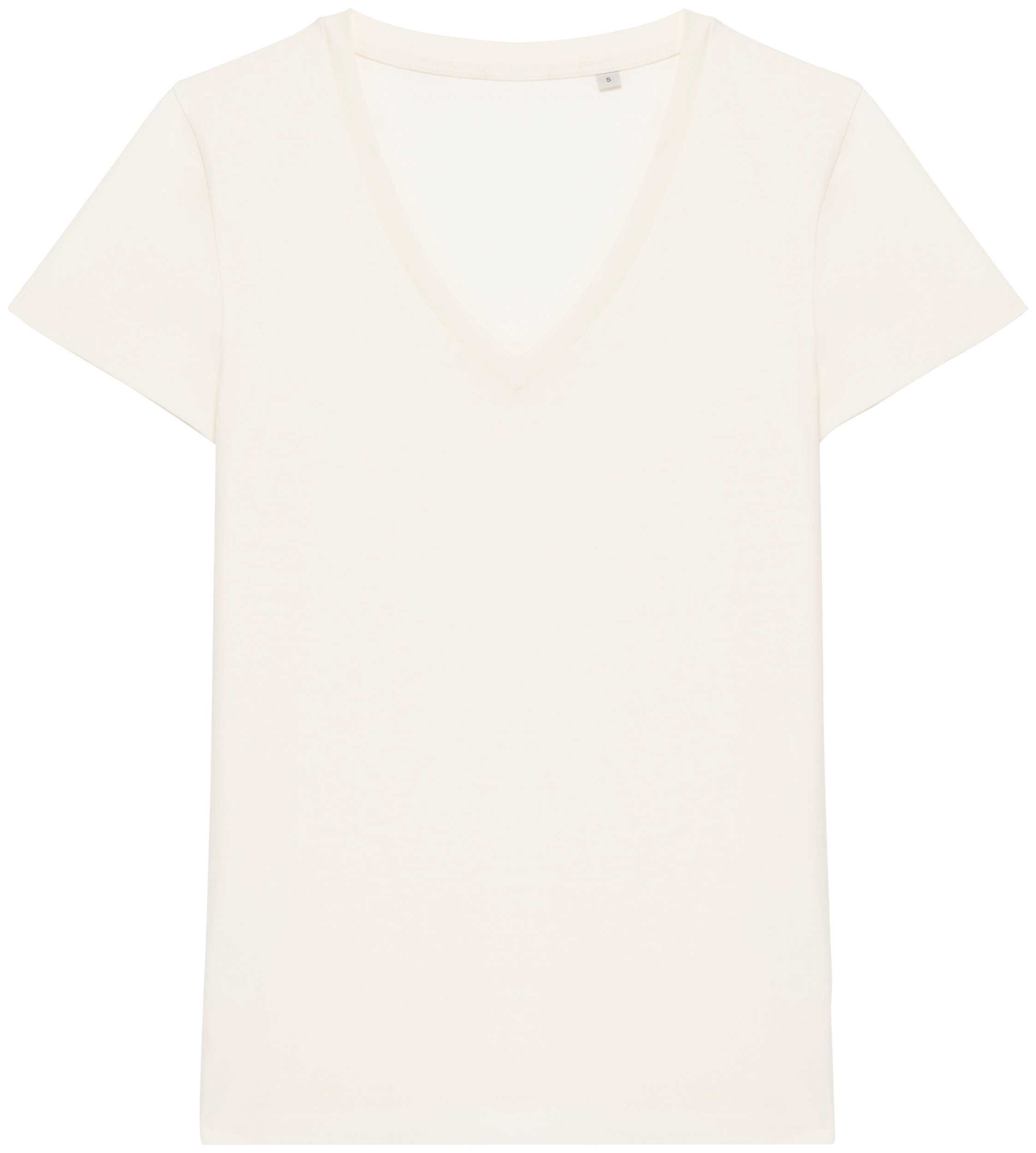 Camiseta ecorresponsable cuello de pico mujer White