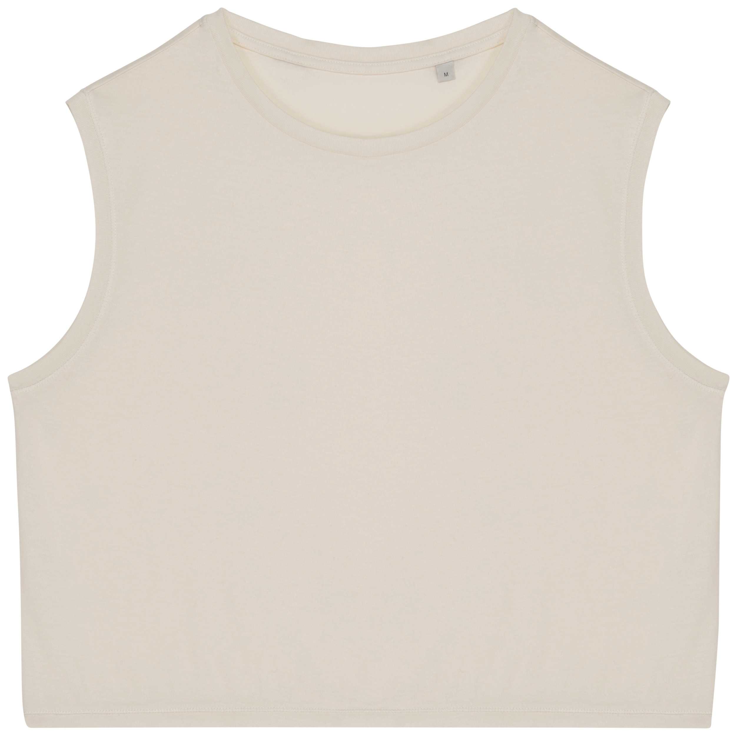 Camiseta crop ecorresponsable sin mangas mujer Washed Ivory