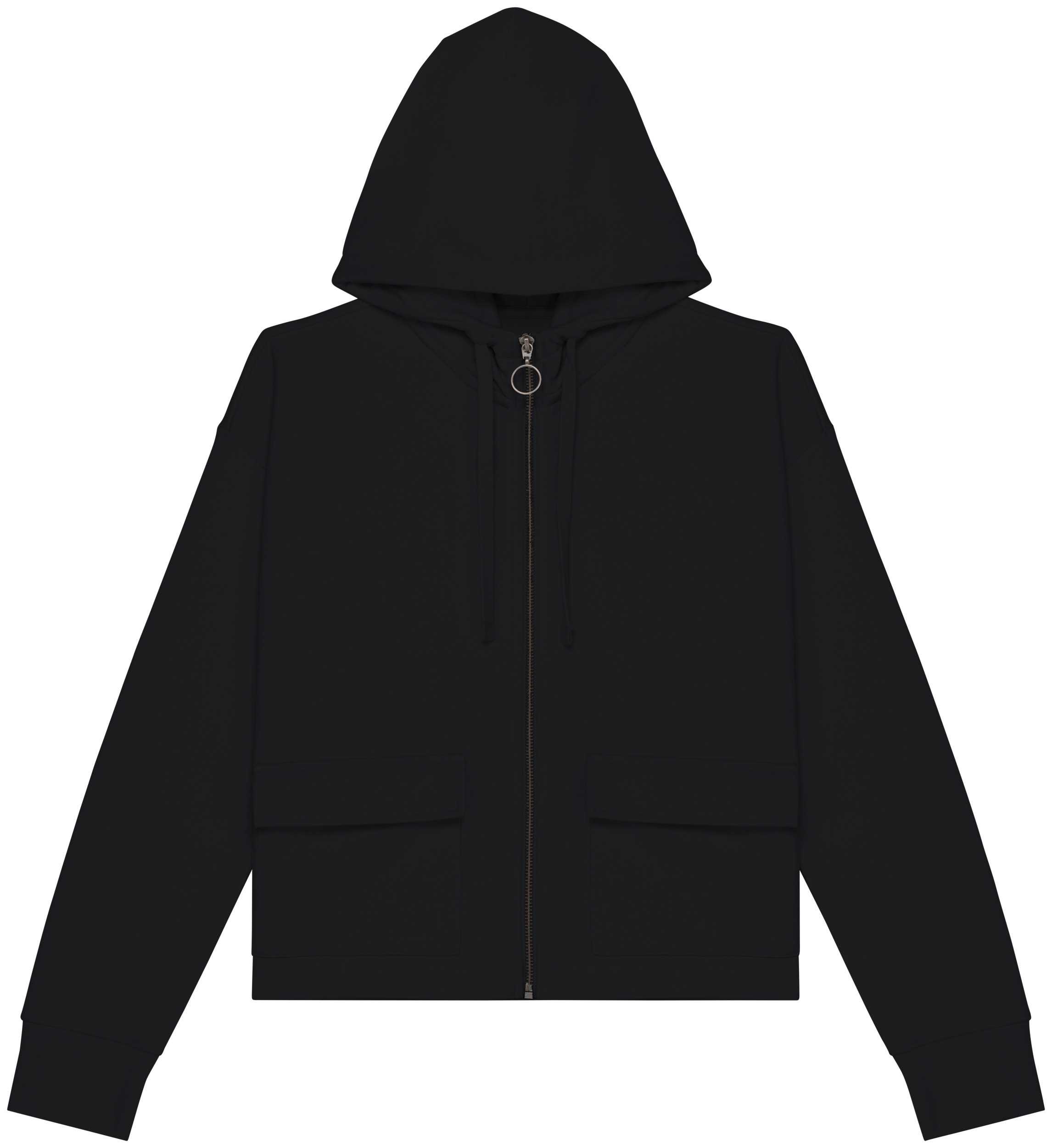 Sudadera ecorresponsable con cremallera y capucha French Terry mujer Black