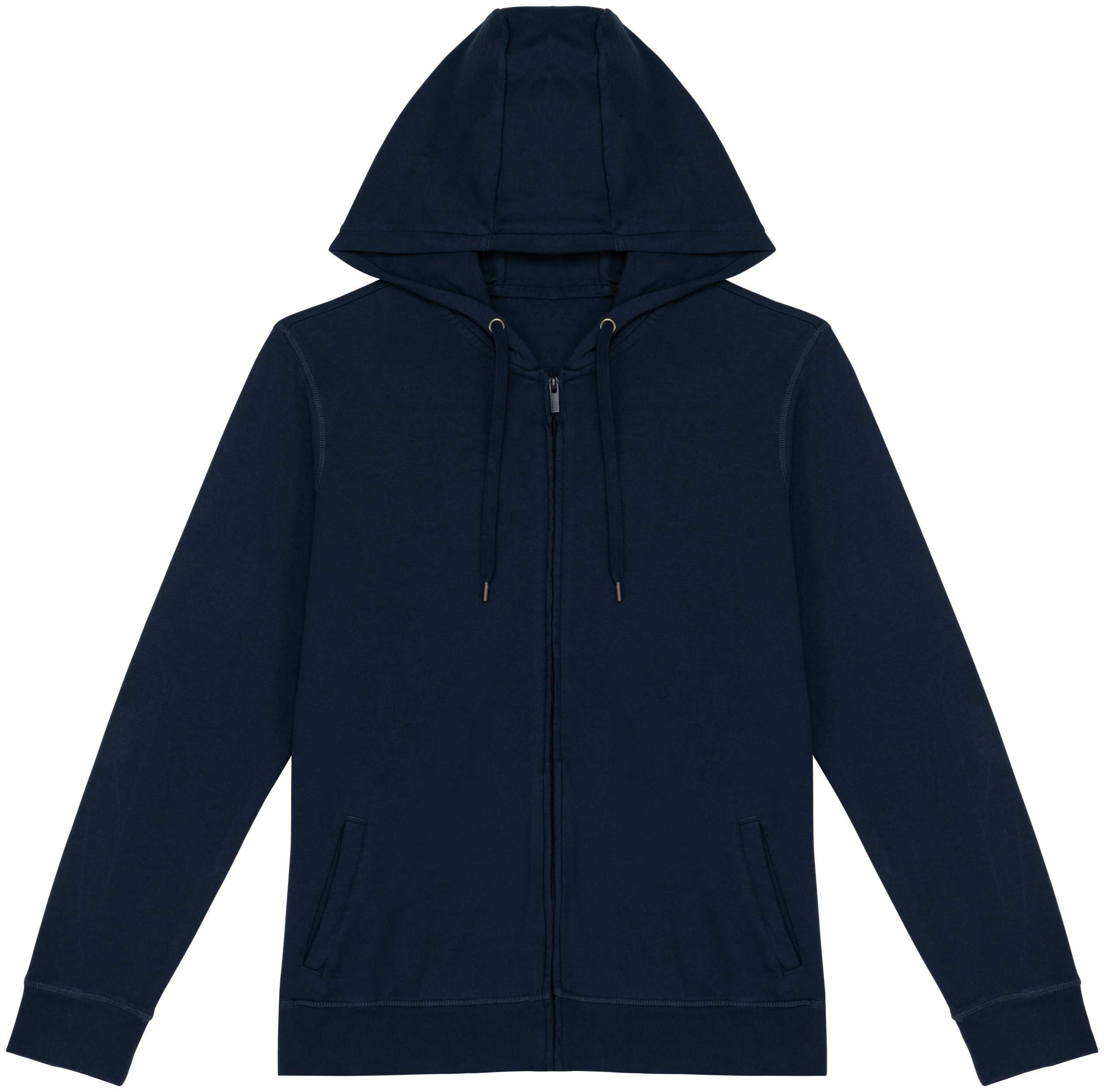 Sudadera ecorresponsable cremallera y capucha French Terry unisex Washed Navy Blue