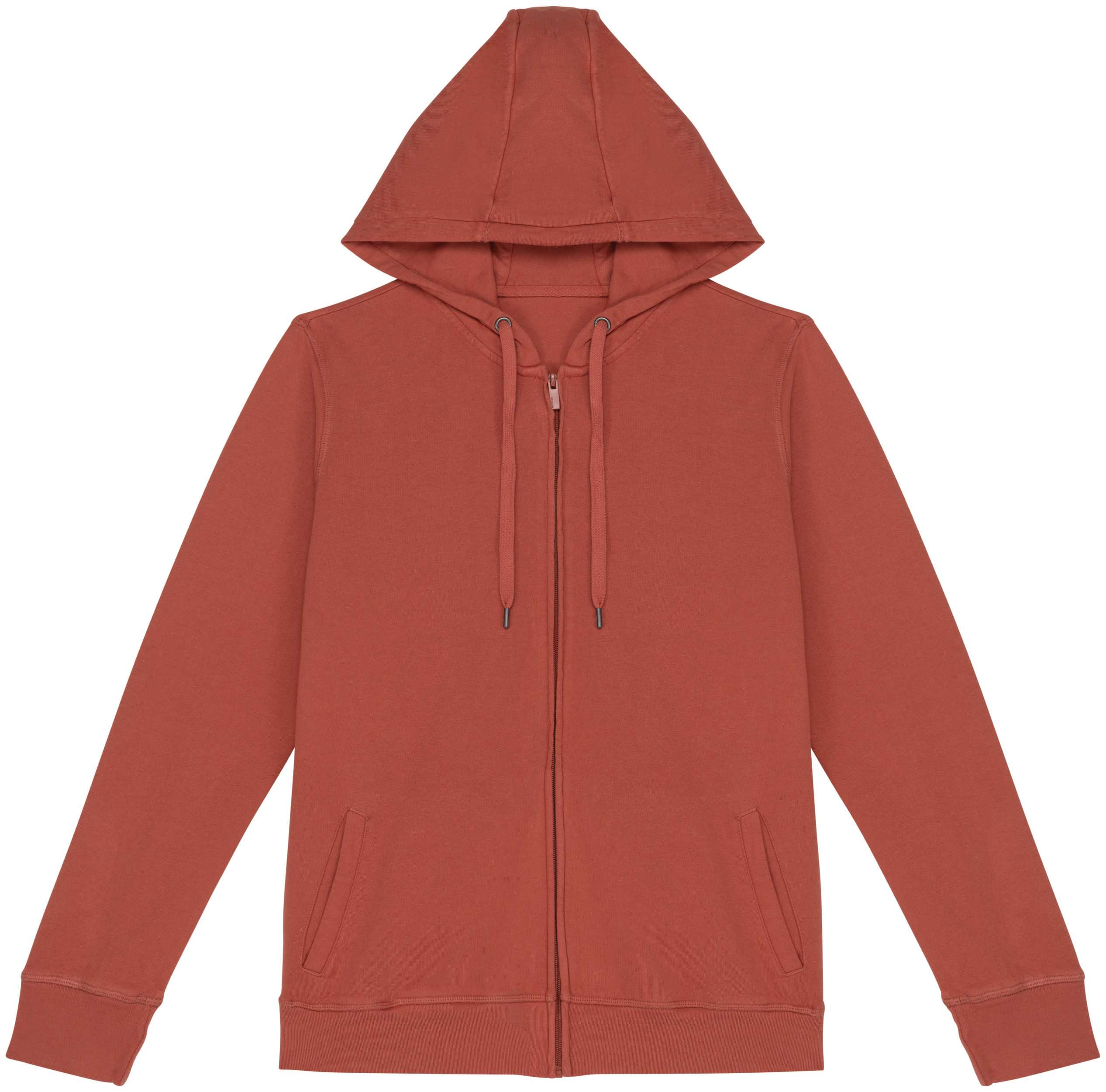 Sudadera ecorresponsable cremallera y capucha French Terry unisex Washed Pomelo