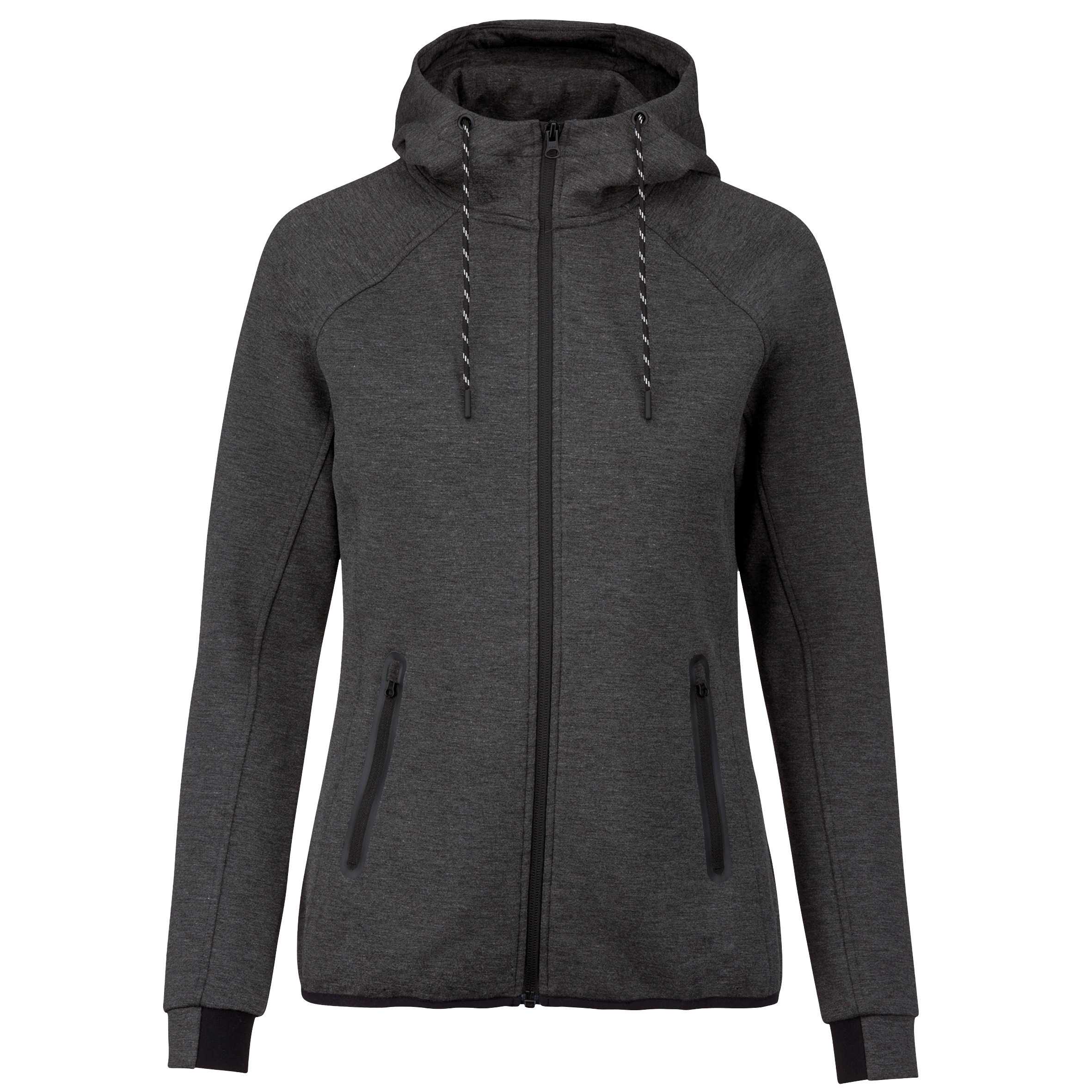 Chaqueta de chándal performance con capucha mujer Deep Grey Heather