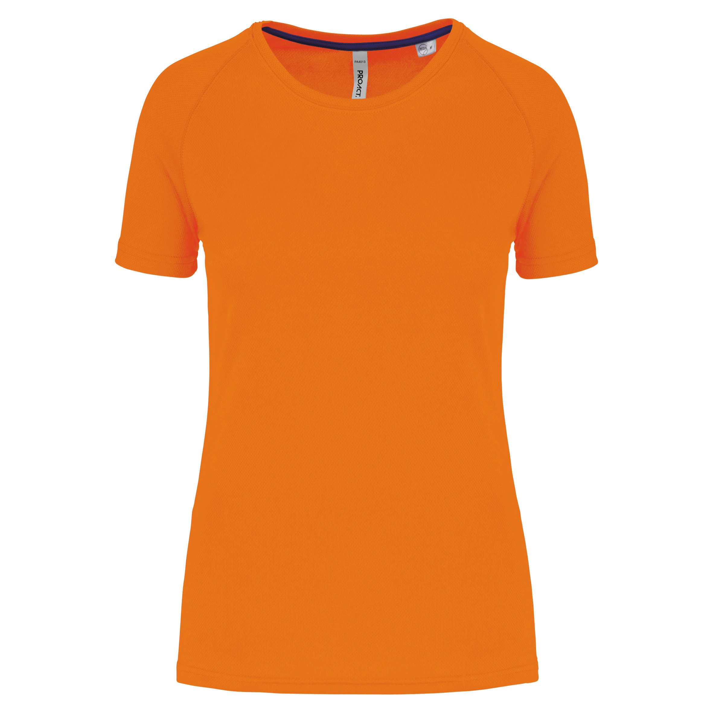 Camiseta deporte material reciclado mujer Fluorescent Orange