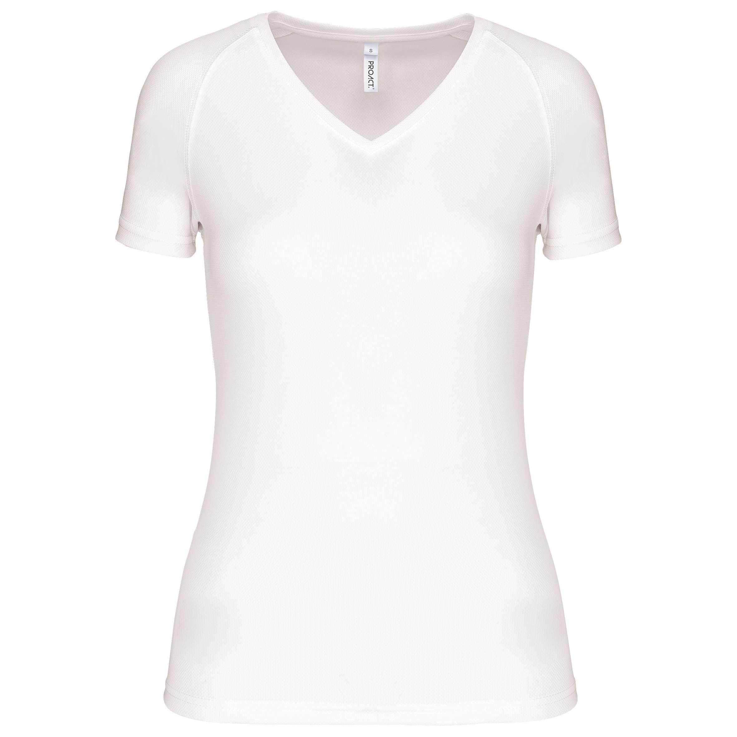 Camiseta de deporte cuello de pico mujer White