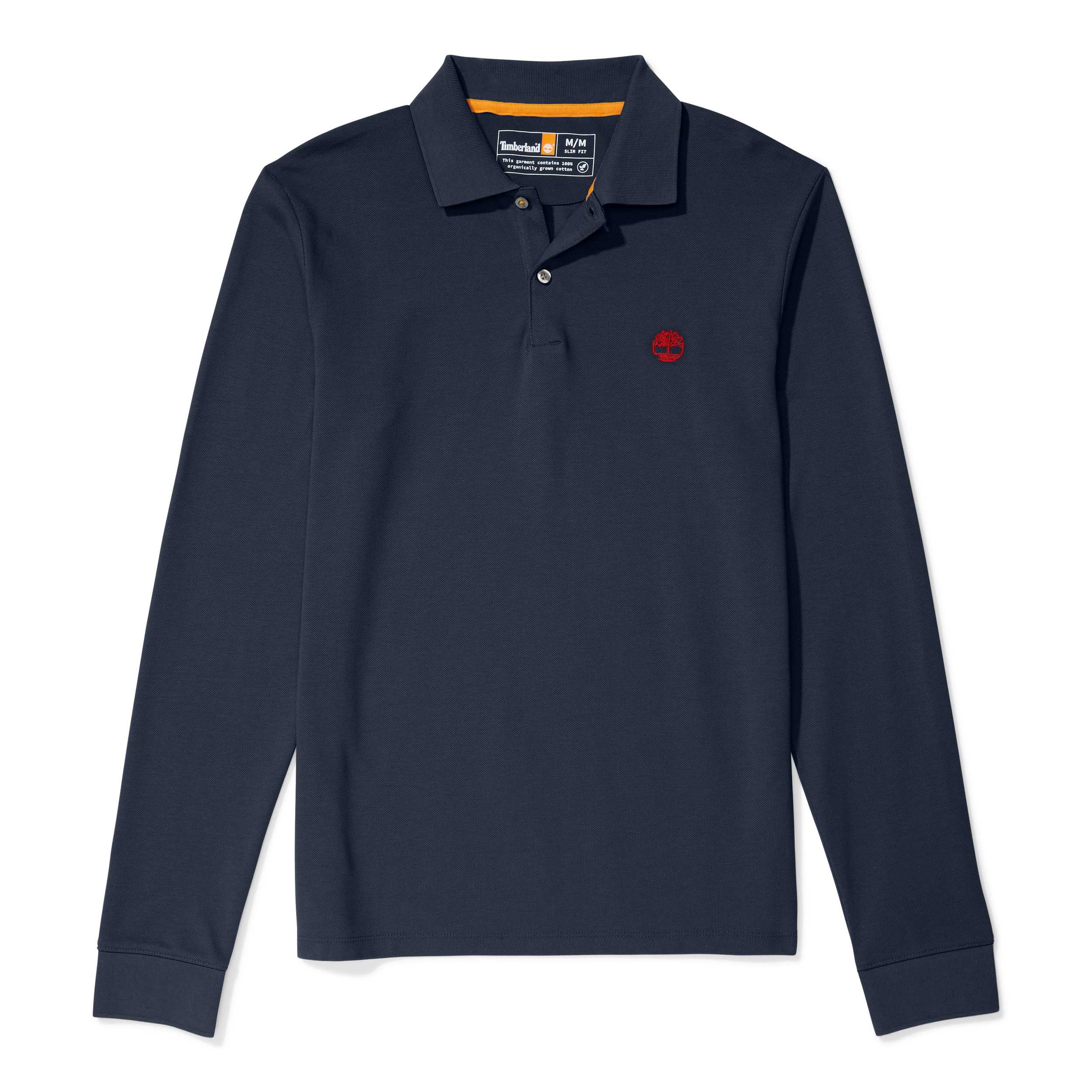 Polo slim LS de piqué Dark Sapphire