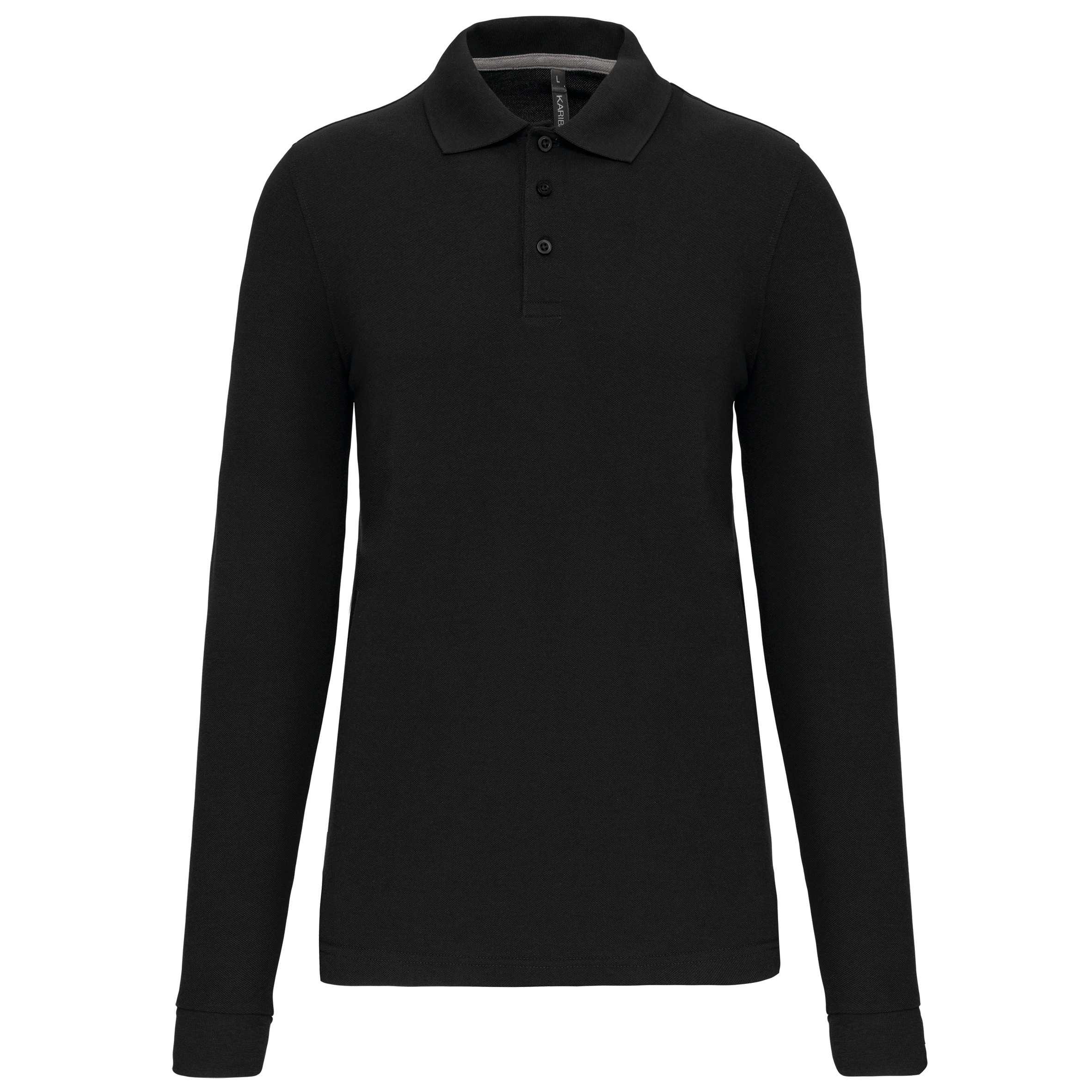 Polo Antibacteriano manga larga hombre Black