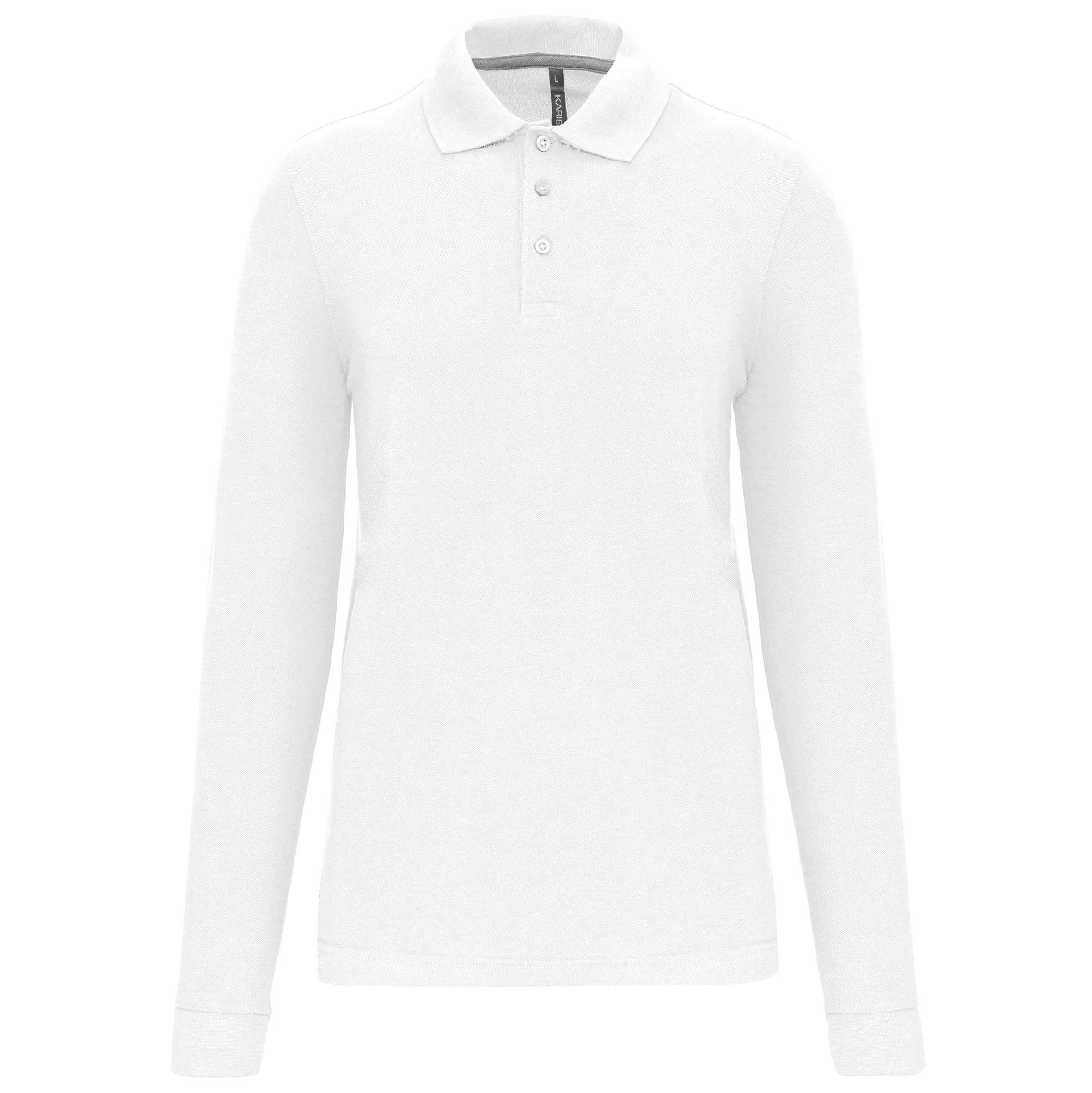 Polo Antibacteriano manga larga hombre White