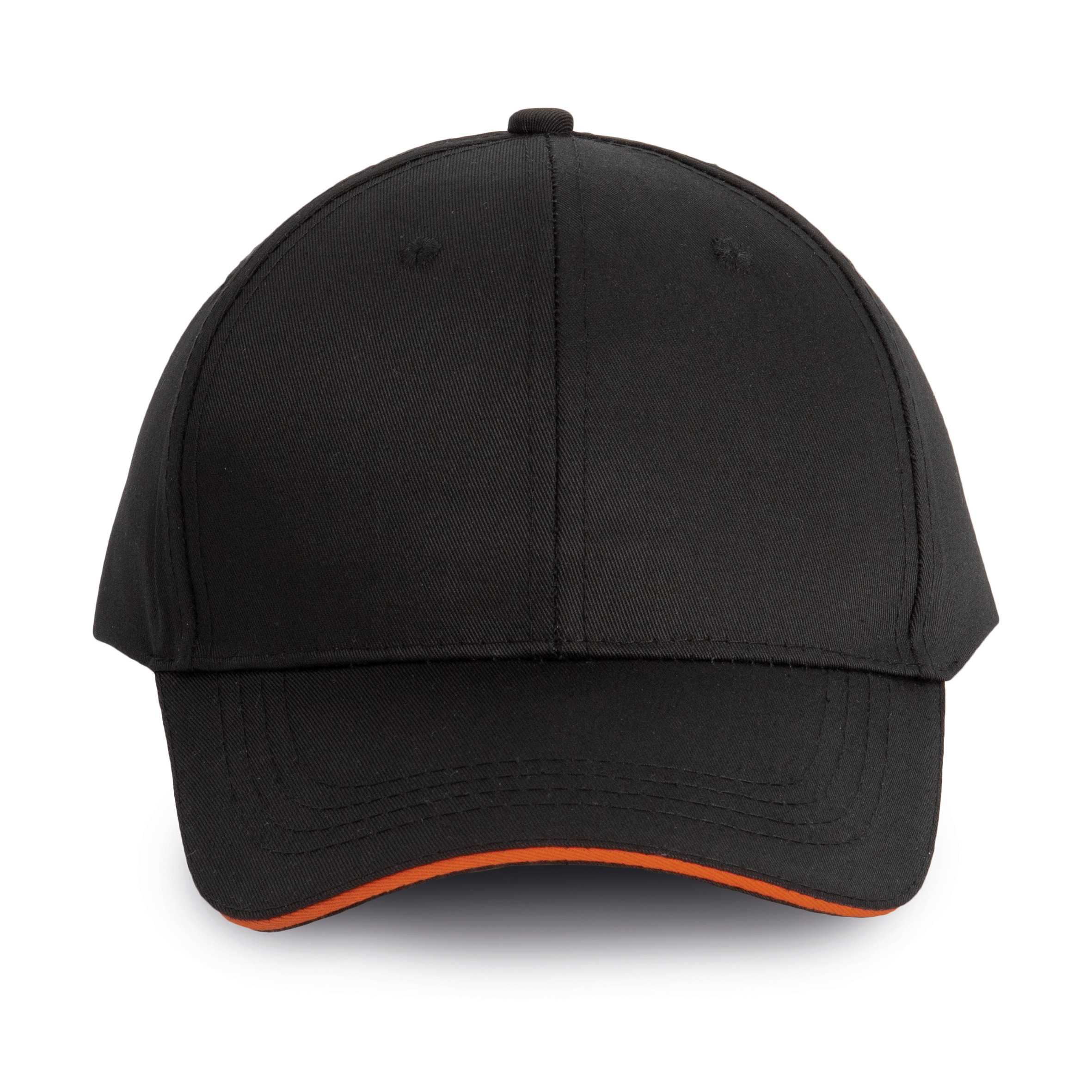 Gorra sandwich contrastado 6 paneles - Certificado Oeko-Tex Black / Orange