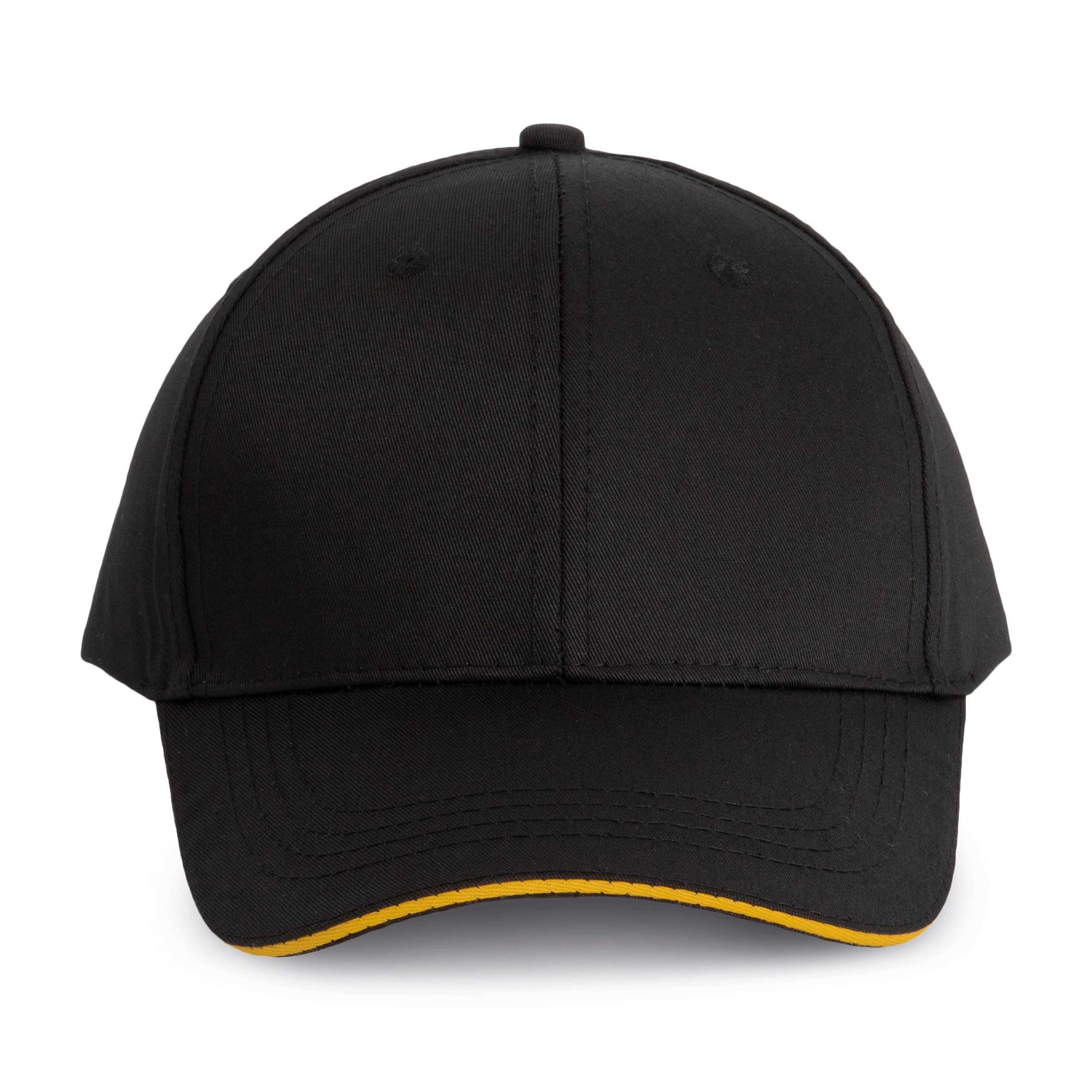 Gorra sandwich contrastado 6 paneles - Certificado Oeko-Tex Black / Yellow