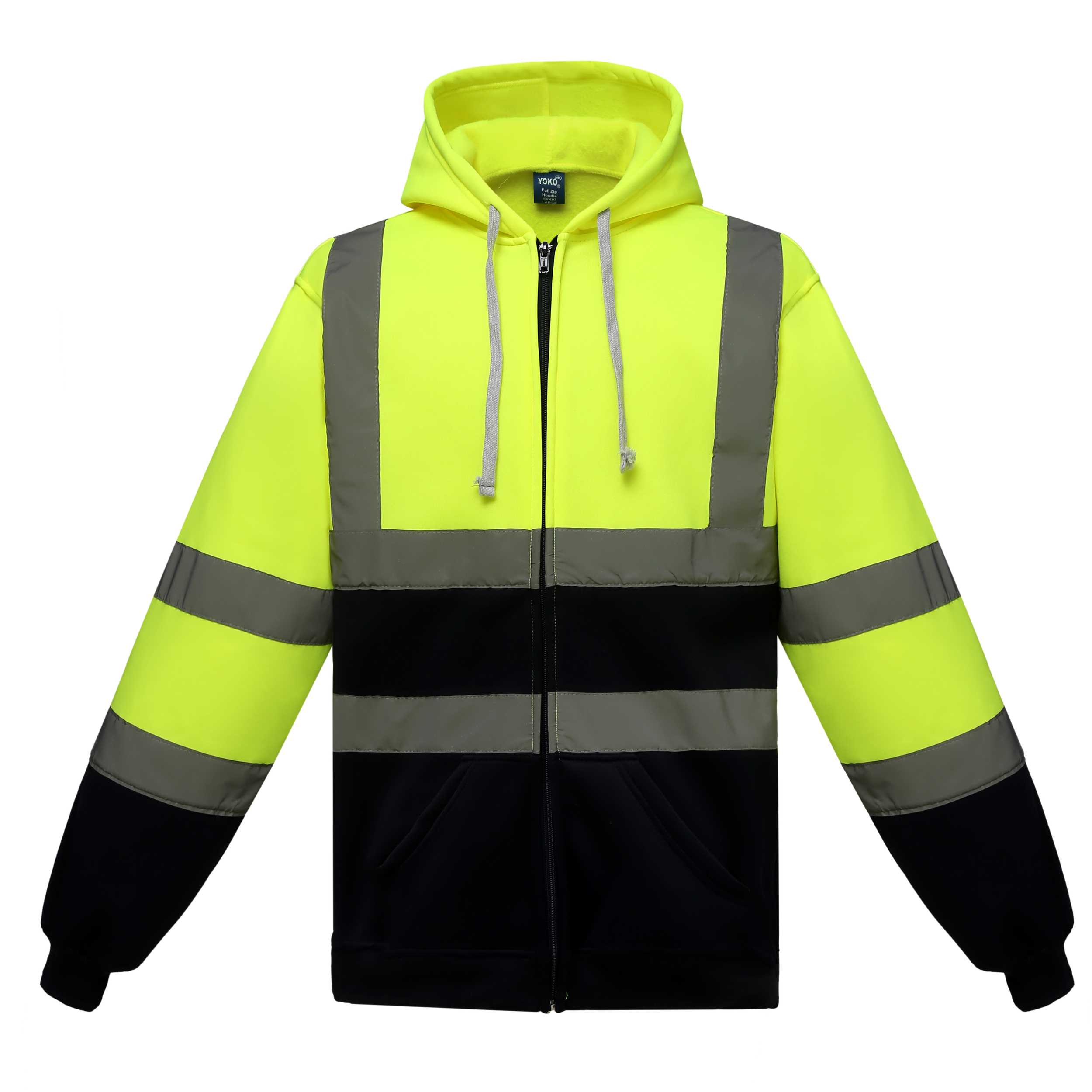 Sudadera cremallera y capucha Hi Vis Yellow / Navy